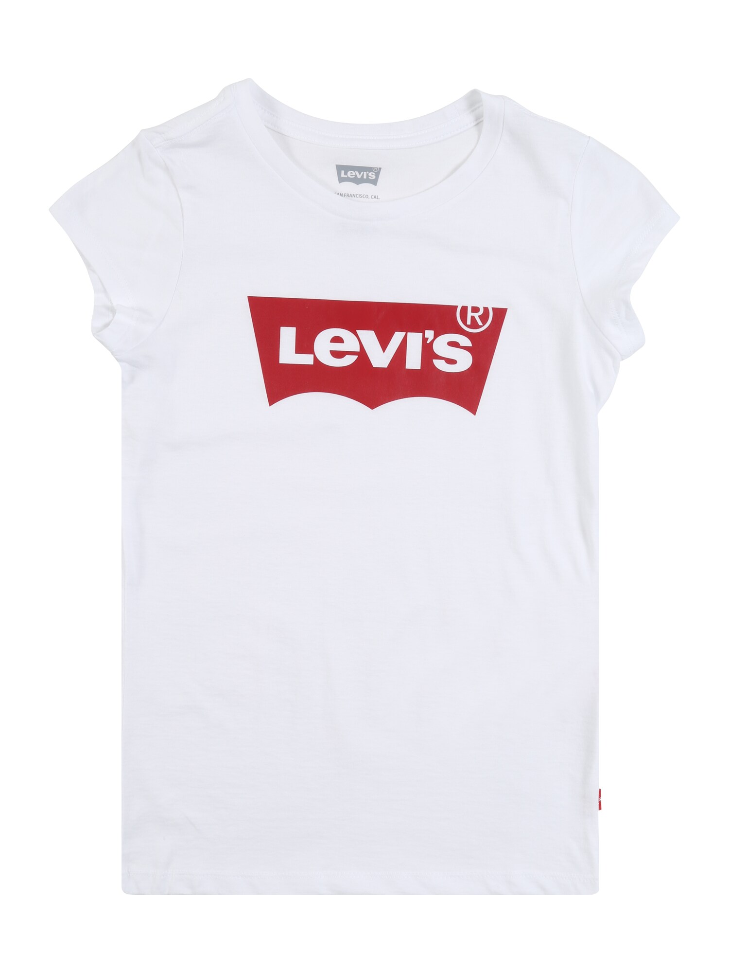 LEVI'S Marškinėliai 'S/S Batwing Tee'  balta / raudona