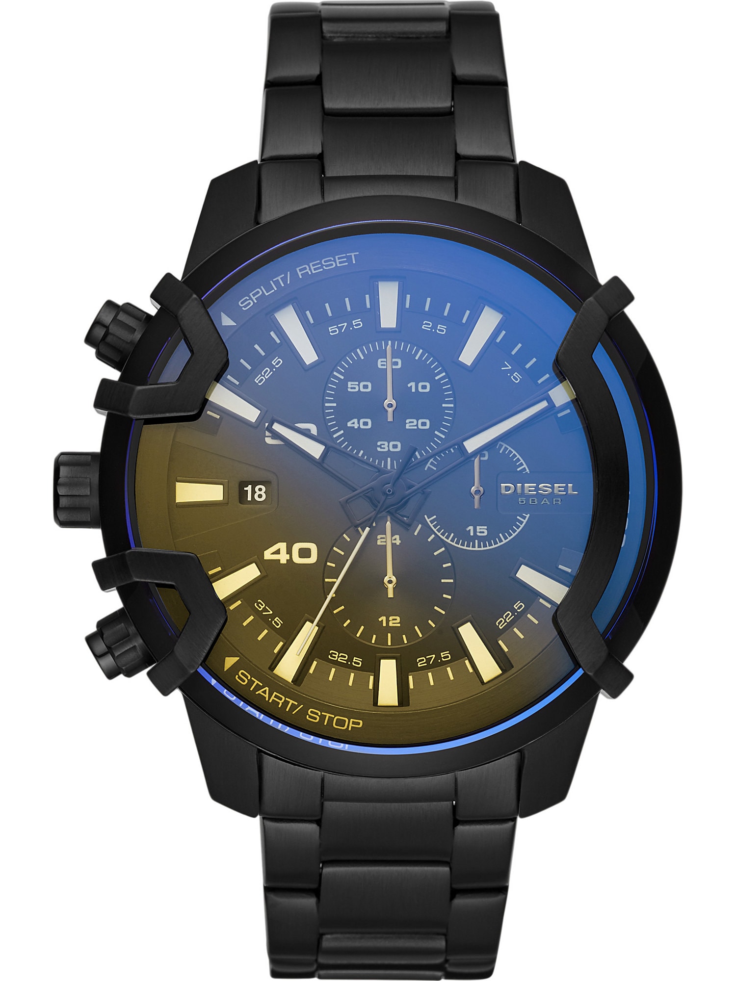 DIESEL Ceas analogic GRIFFED  albastru marin / galben muștar / negru