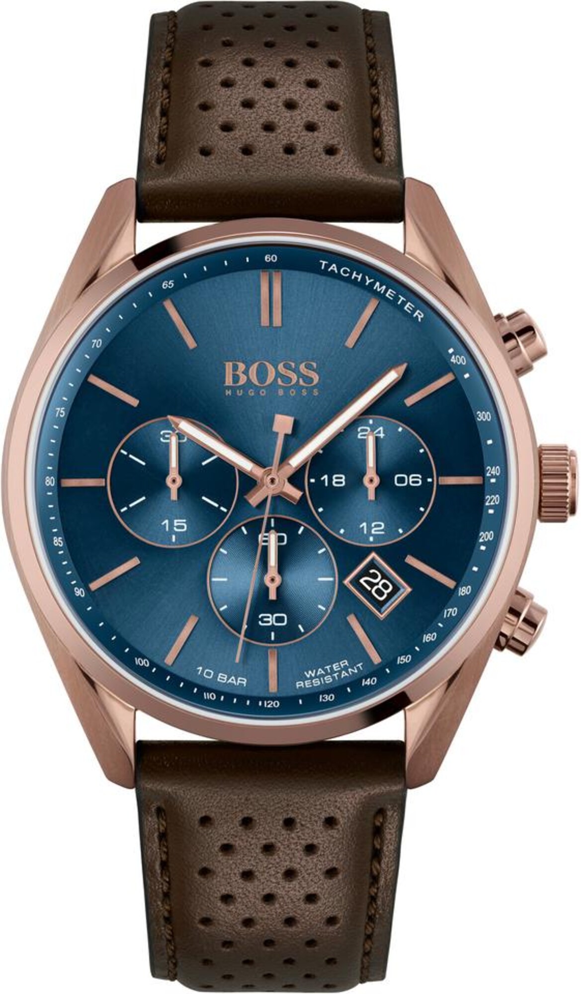 BOSS Analoginis (įprastinio dizaino) laikrodis 'CHAMPION'  tamsiai ruda / rožinio aukso spalva / tamsiai mėlyna