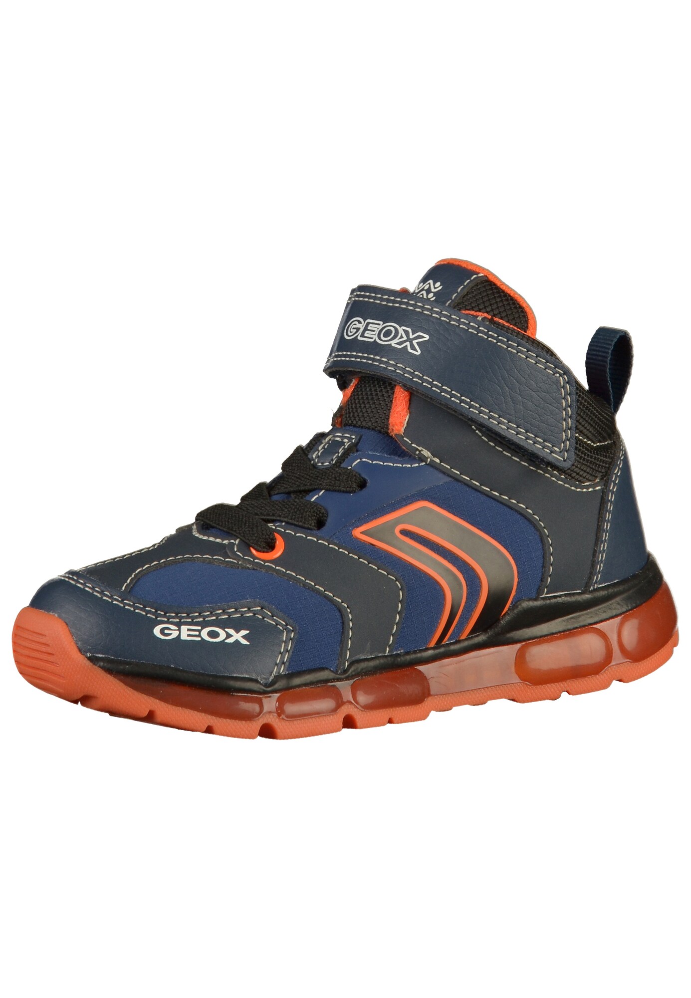 Geox Jongens Sneakers Android Navy Hemelsblauw Neonoranje geox kopen in de aanbieding