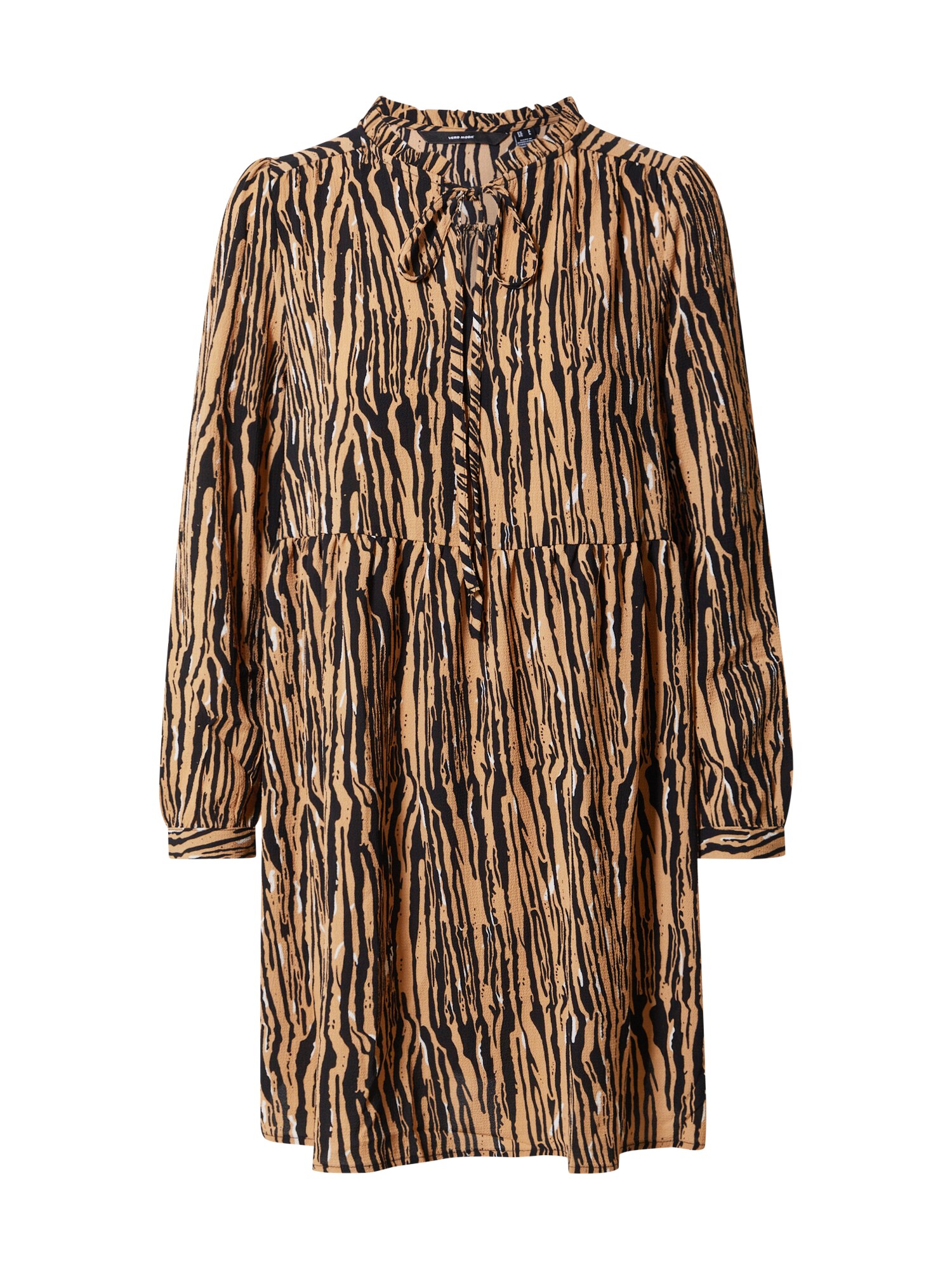 Vero Moda Petite Suknelė 'Saga'  juoda / margai ruda / ruda