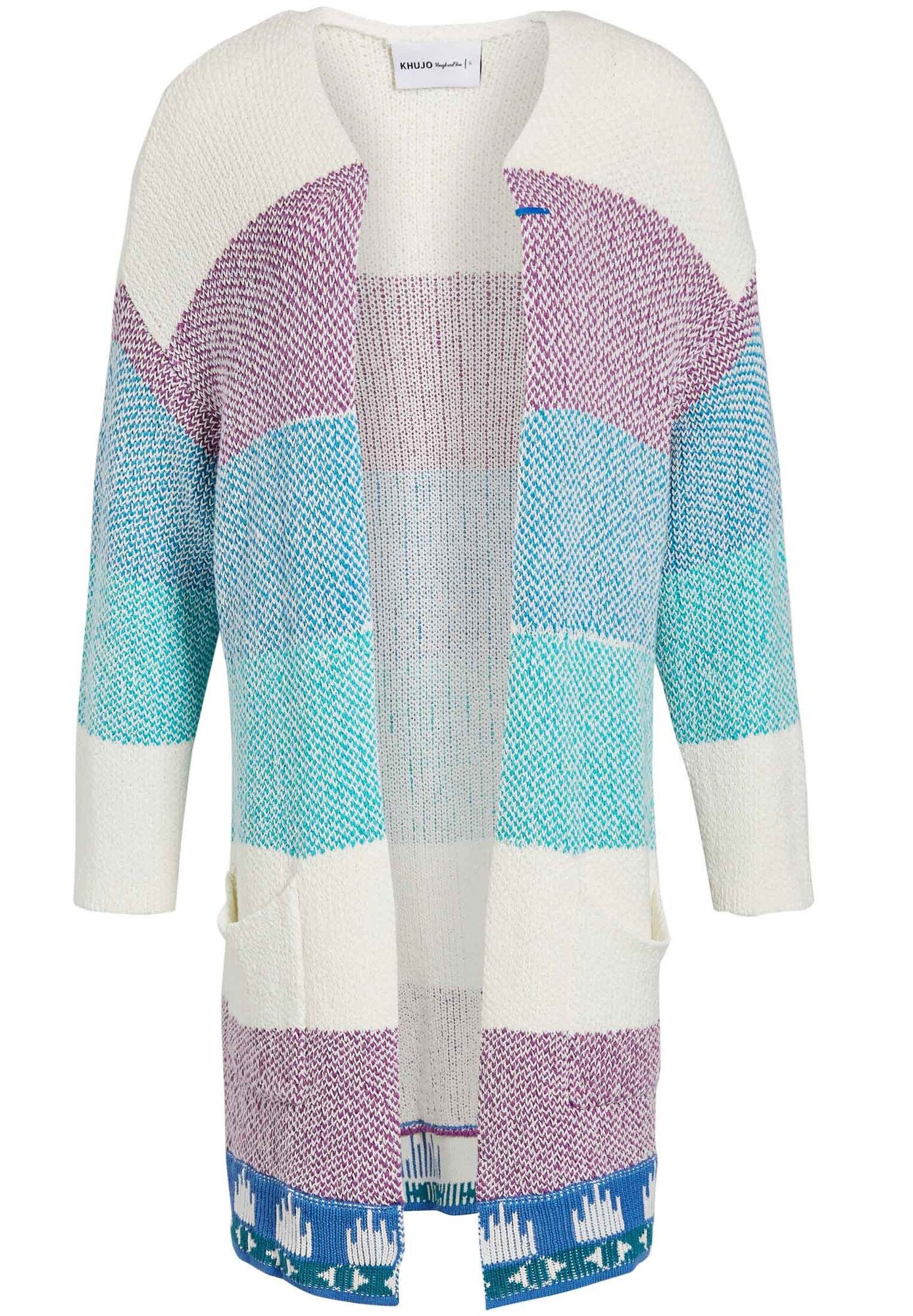 Khujo Dames Gebreid Vest Engrid Blauw Aqua Lichtblauw Lichtlila Wit khujo kopen in de aanbieding