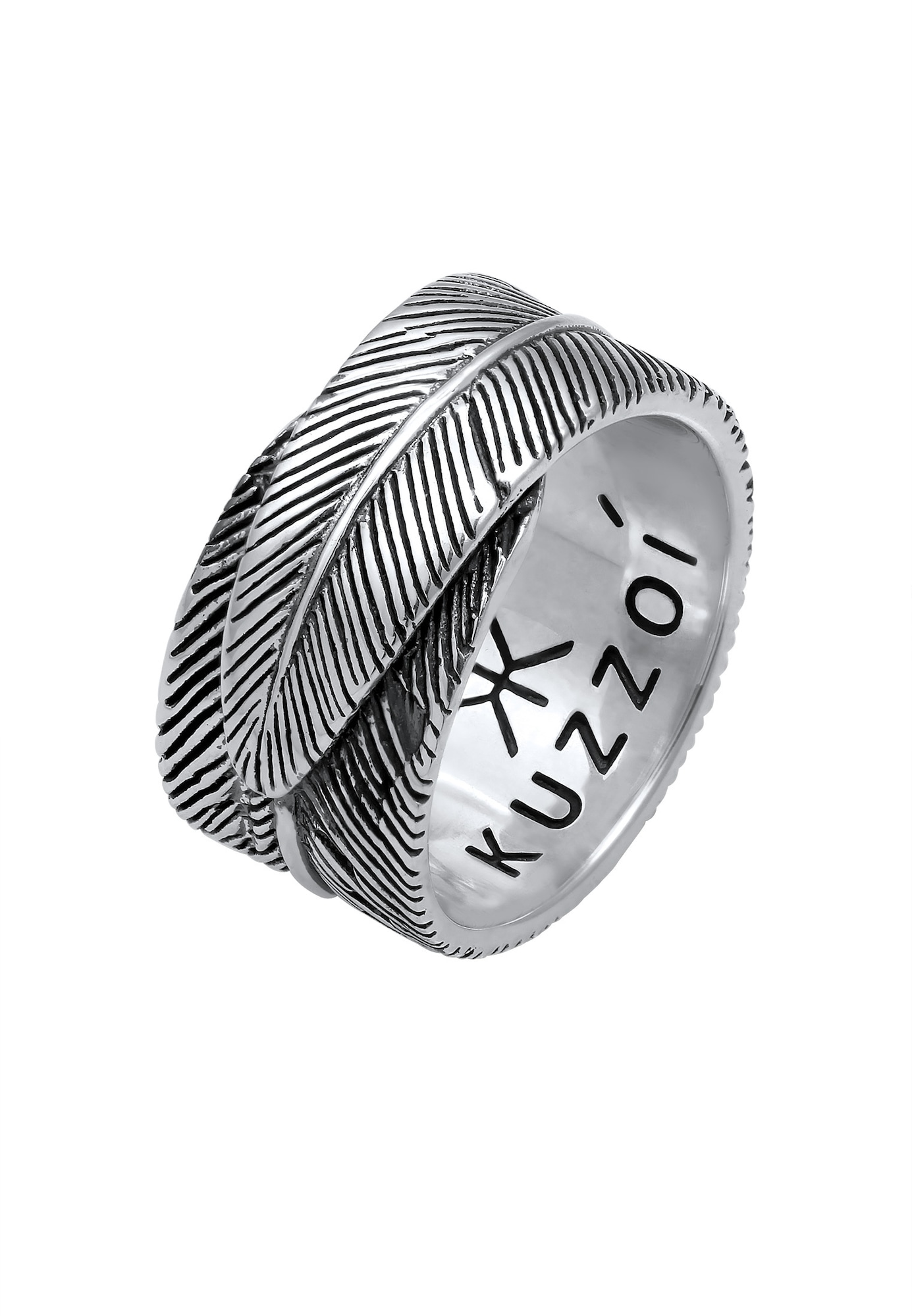 KUZZOI Anello 'Feder'  nero / argento