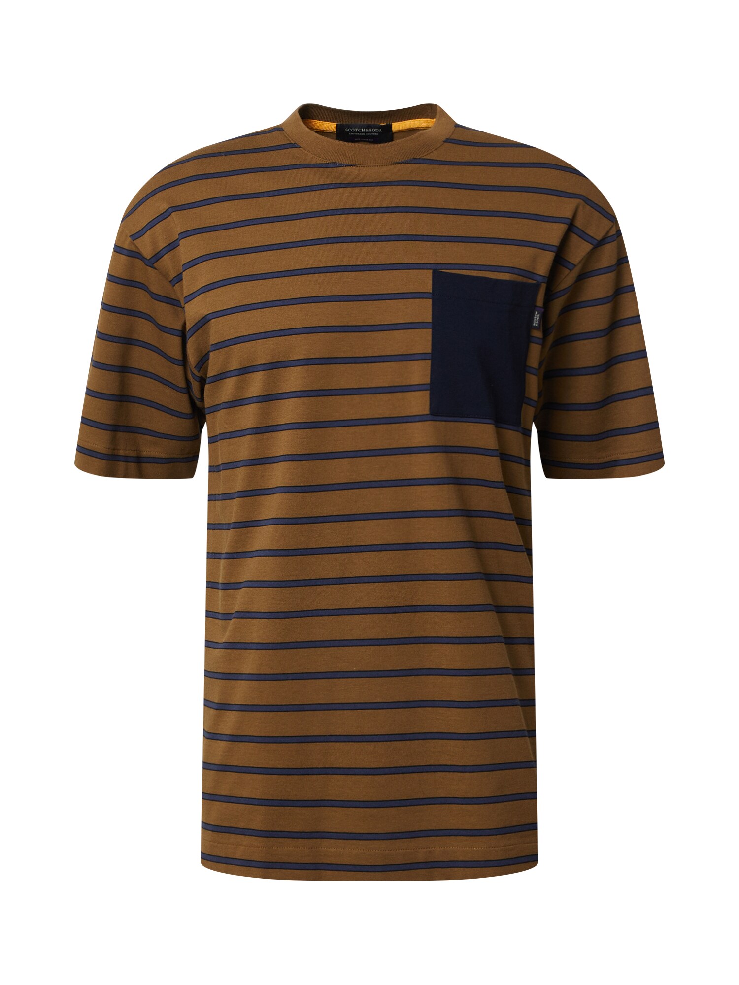 SCOTCH & SODA Marškinėliai  mėlyna / juoda / ruda