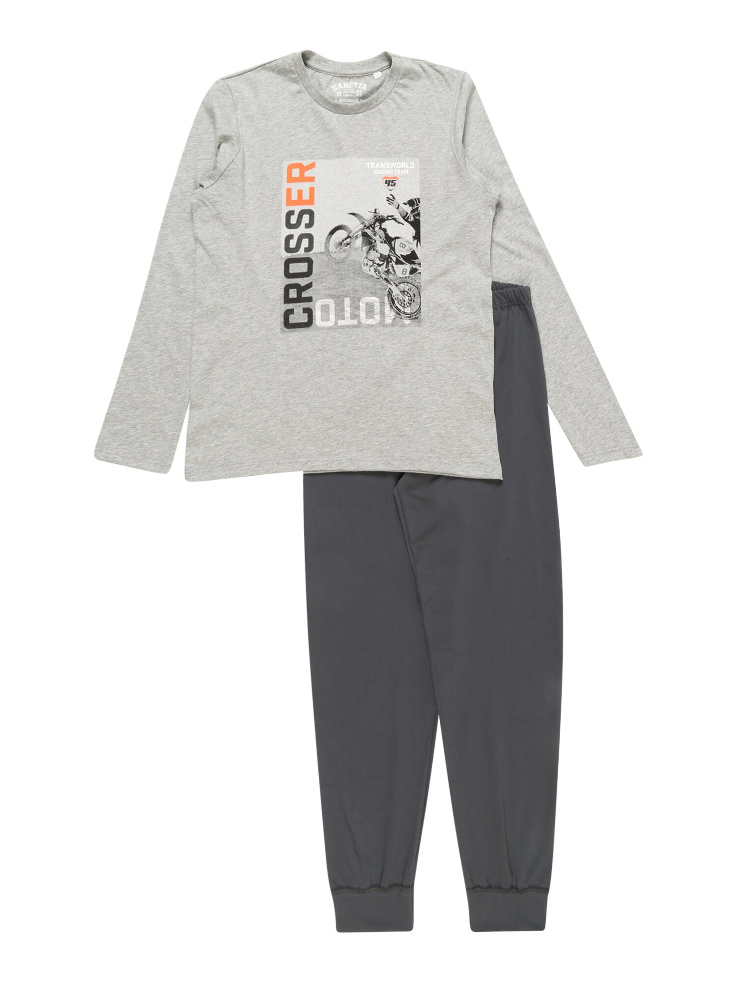 Sanetta Jongens Nachtkledij Lichtgrijs Grijs Gemeleerd Sinaasappel Zwart sanetta kopen in de aanbieding