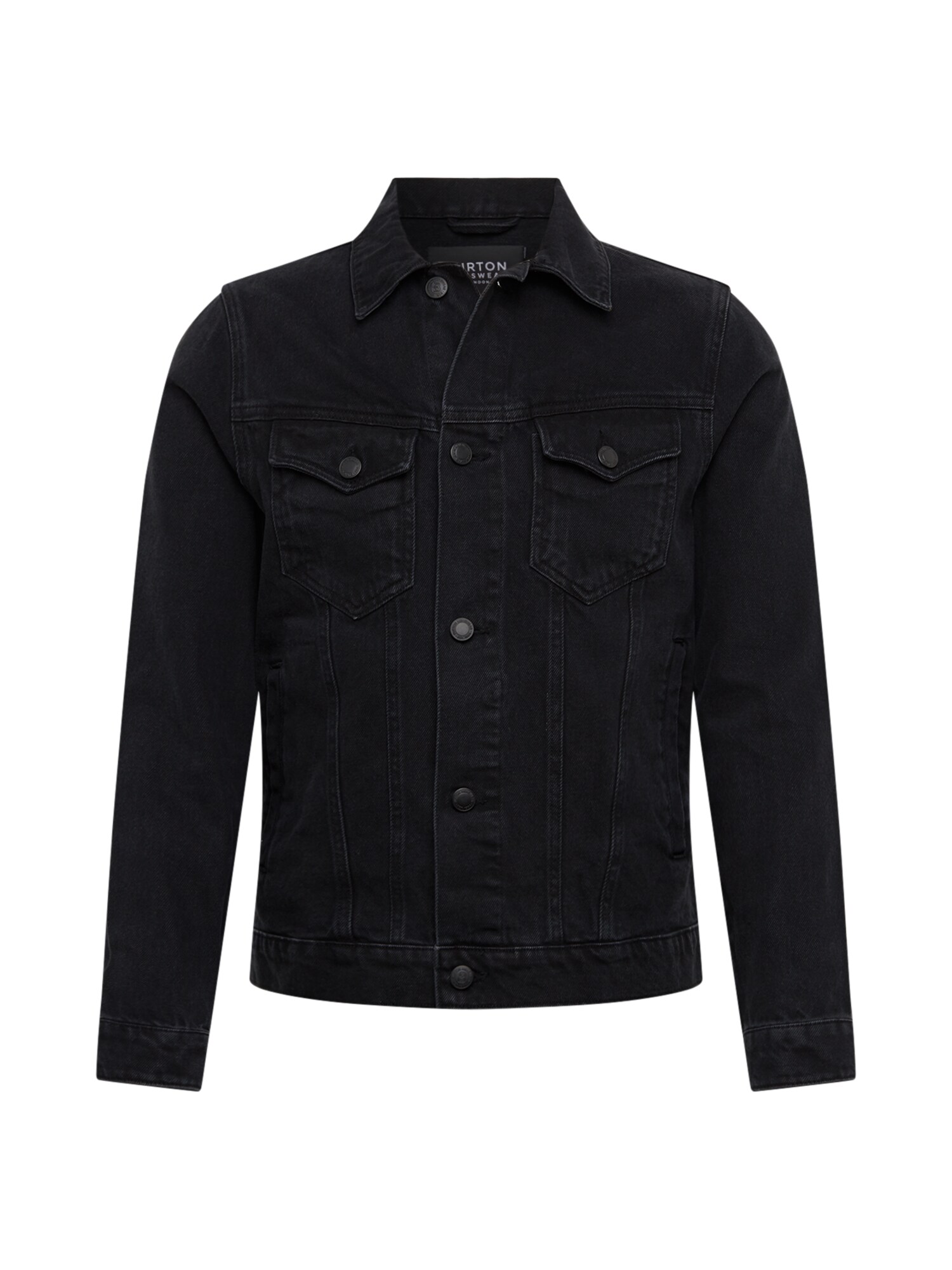 BURTON MENSWEAR LONDON Demisezoninė striukė 'BLACK DENIM  JACKET'  juoda
