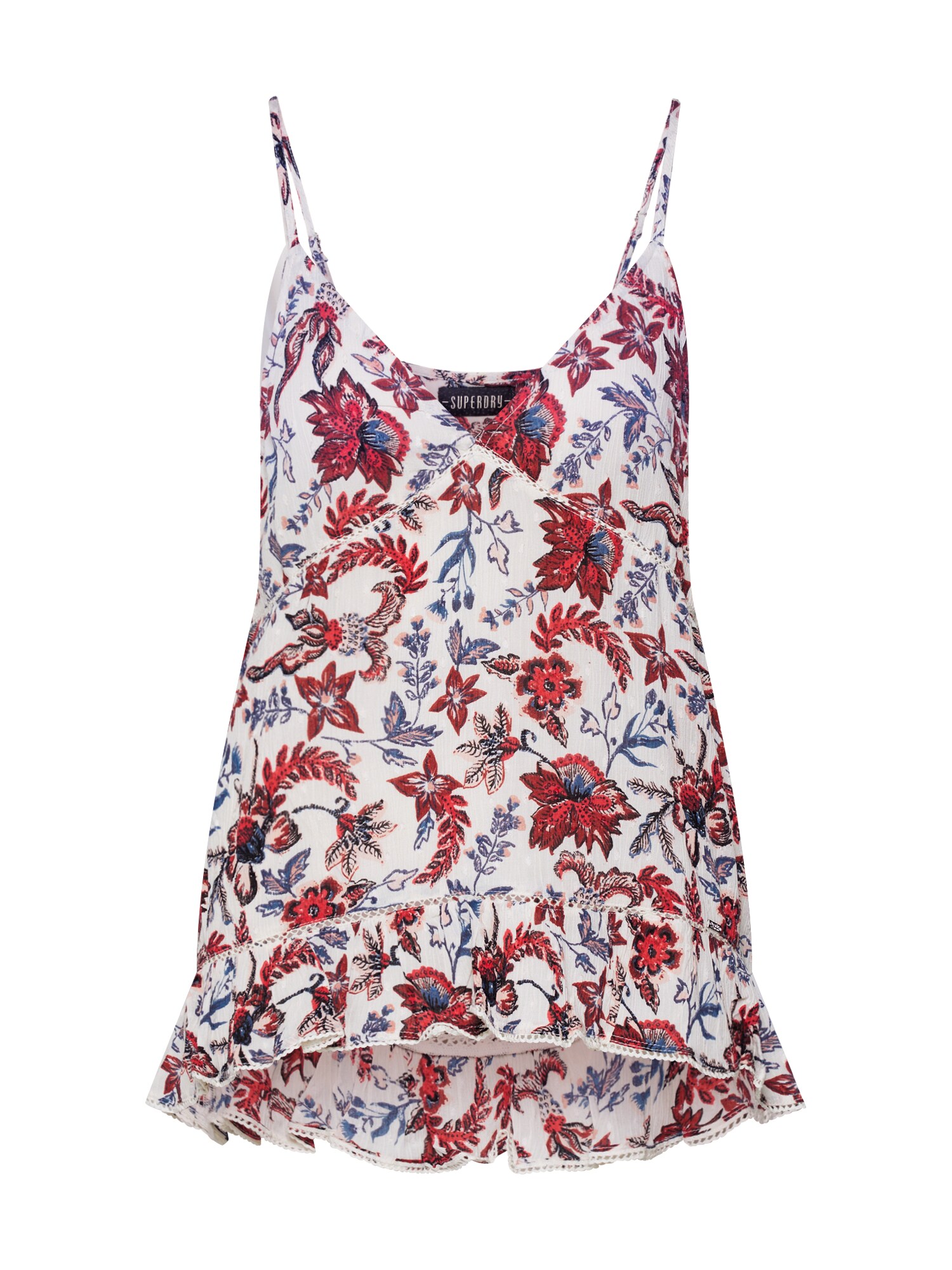 Superdry Palaidinė be rankovių  mėlyna / vilnos balta / karmino raudona