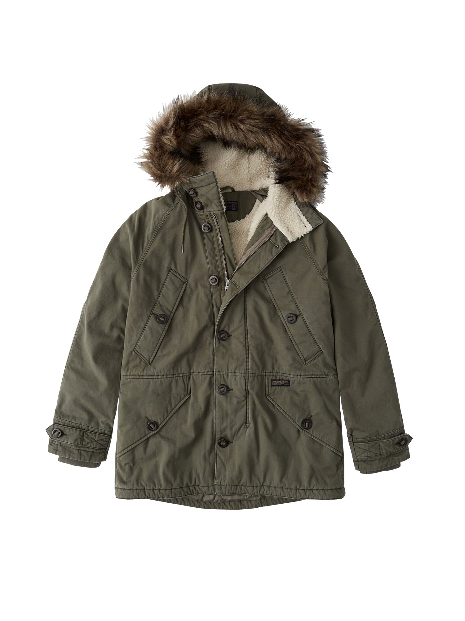 Abercrombie Fitch Heren Tussenjas Sherpa Cotton Parka 1Cc Olijfgroen abercrombie fitch kopen in de aanbieding