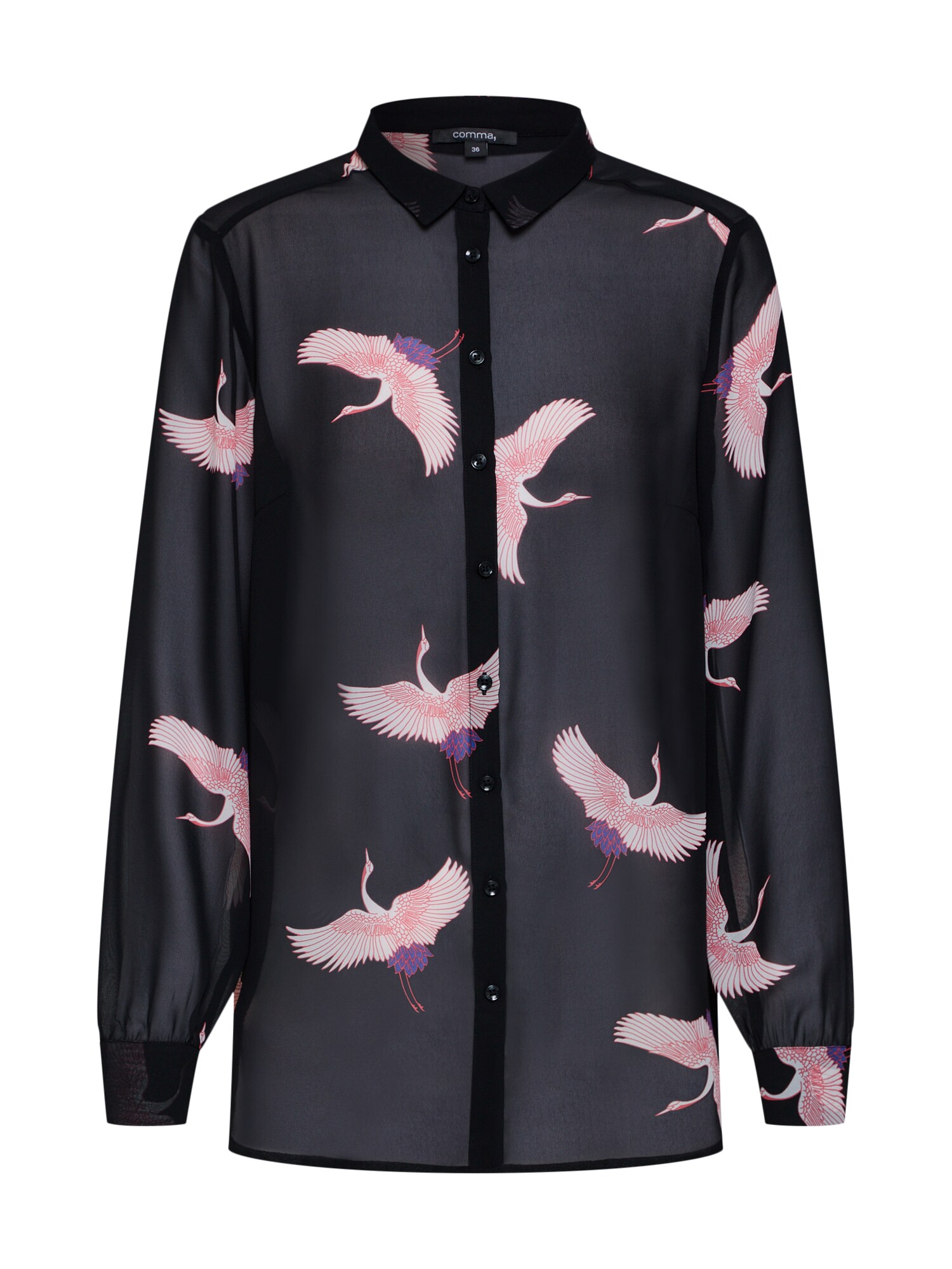 Comma Dames Blouse Bluse Langarm Oudroze Zwart comma kopen in de aanbieding