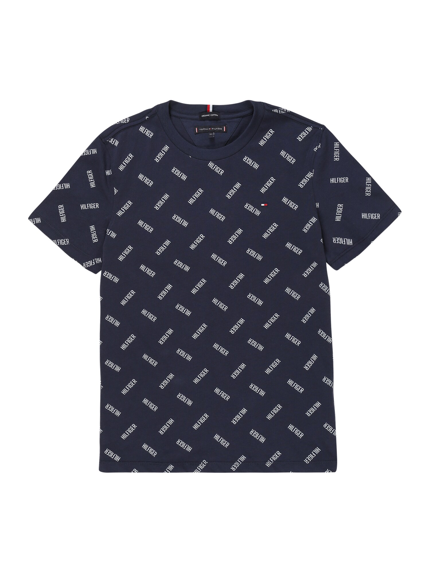TOMMY HILFIGER Marškinėliai 'AOP S/S'  nakties mėlyna / balta