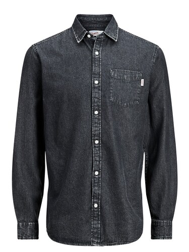 JACK & JONES Langarmhemd Casual Denim anthrazit