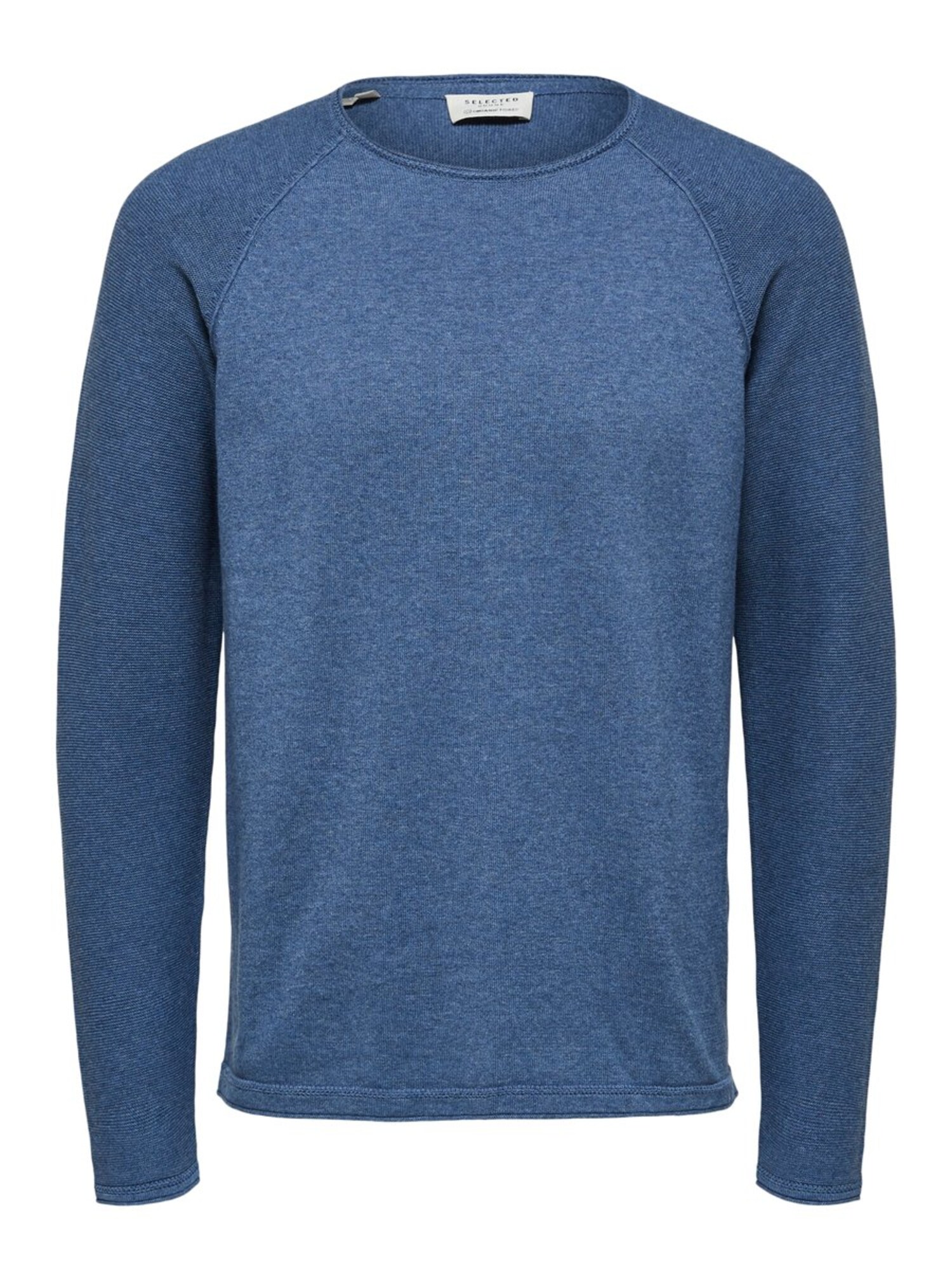 SELECTED HOMME Megztinis 'SLHCARTER CREW NECK W NOOS'  tamsiai mėlyna