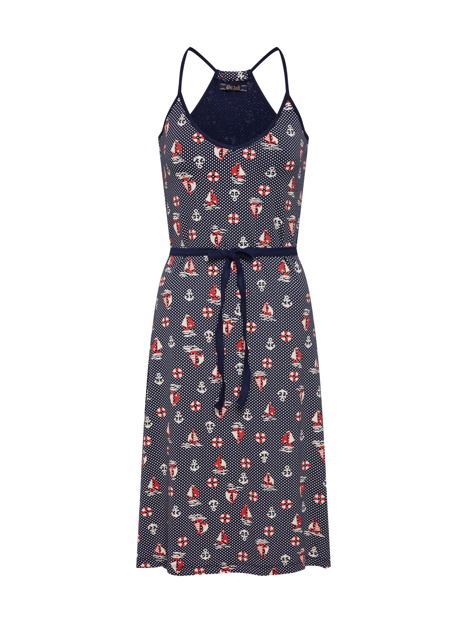 King Louie Dames Jurk Noor Dress Splash Donkerblauw Gemengde Kleuren king louie kopen in de aanbieding