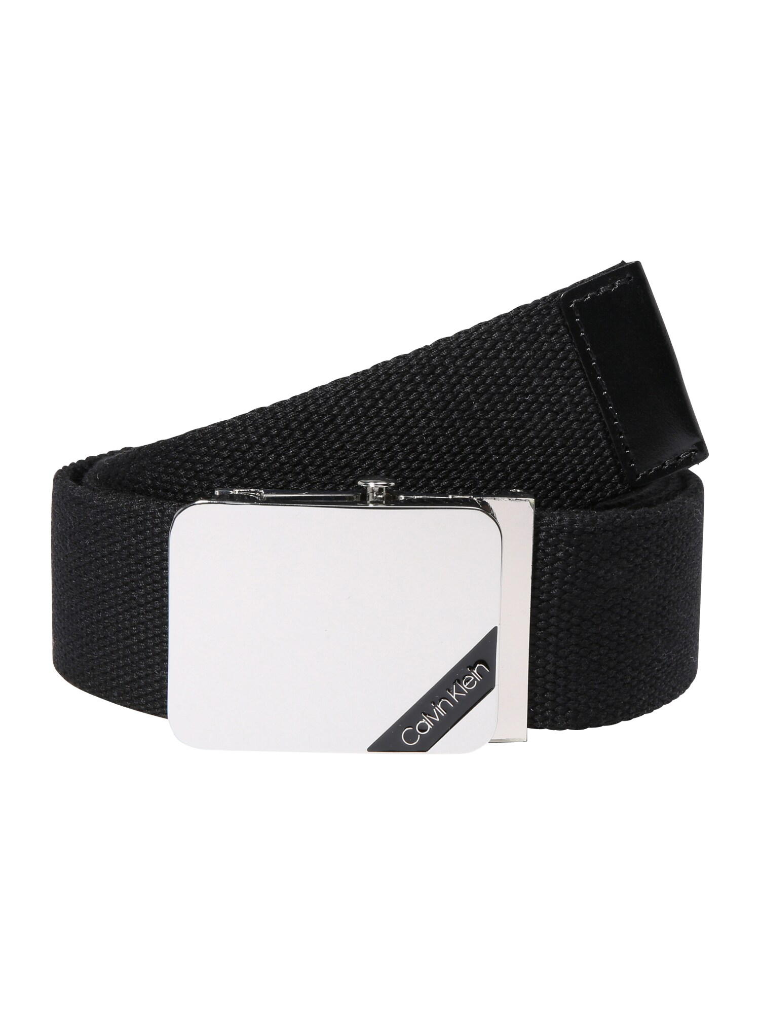 Calvin Klein Heren Riem 4Cm Adj Webbing Plaque Belt Zwart calvin klein kopen in de aanbieding