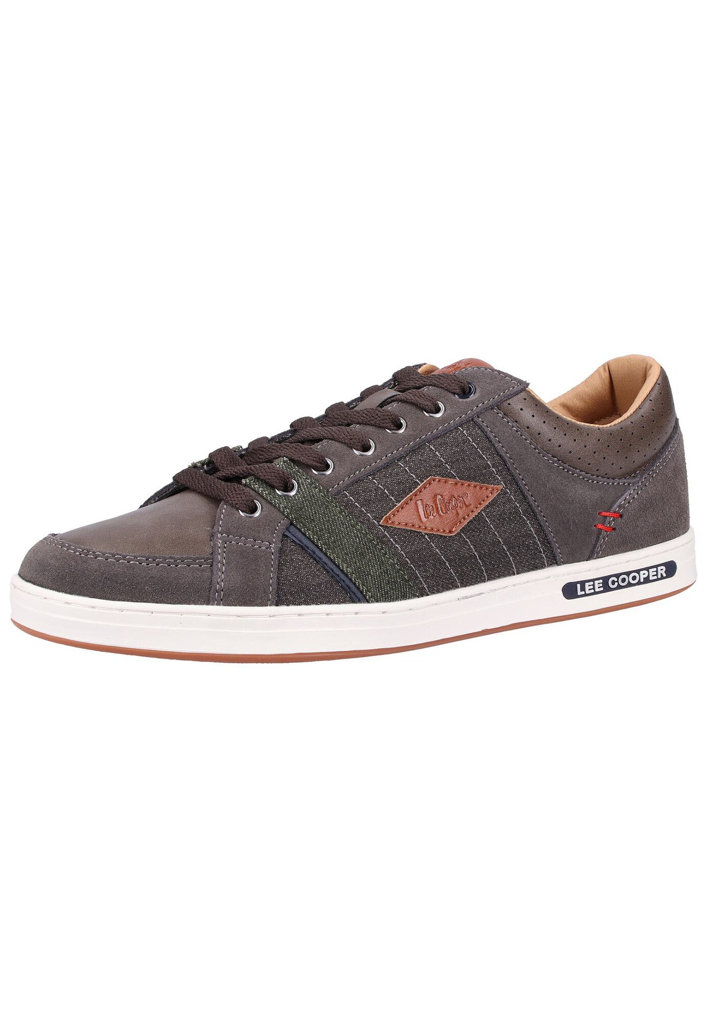Lee Cooper Heren Sneakers Laag Grijs Taupe lee cooper kopen in de aanbieding
