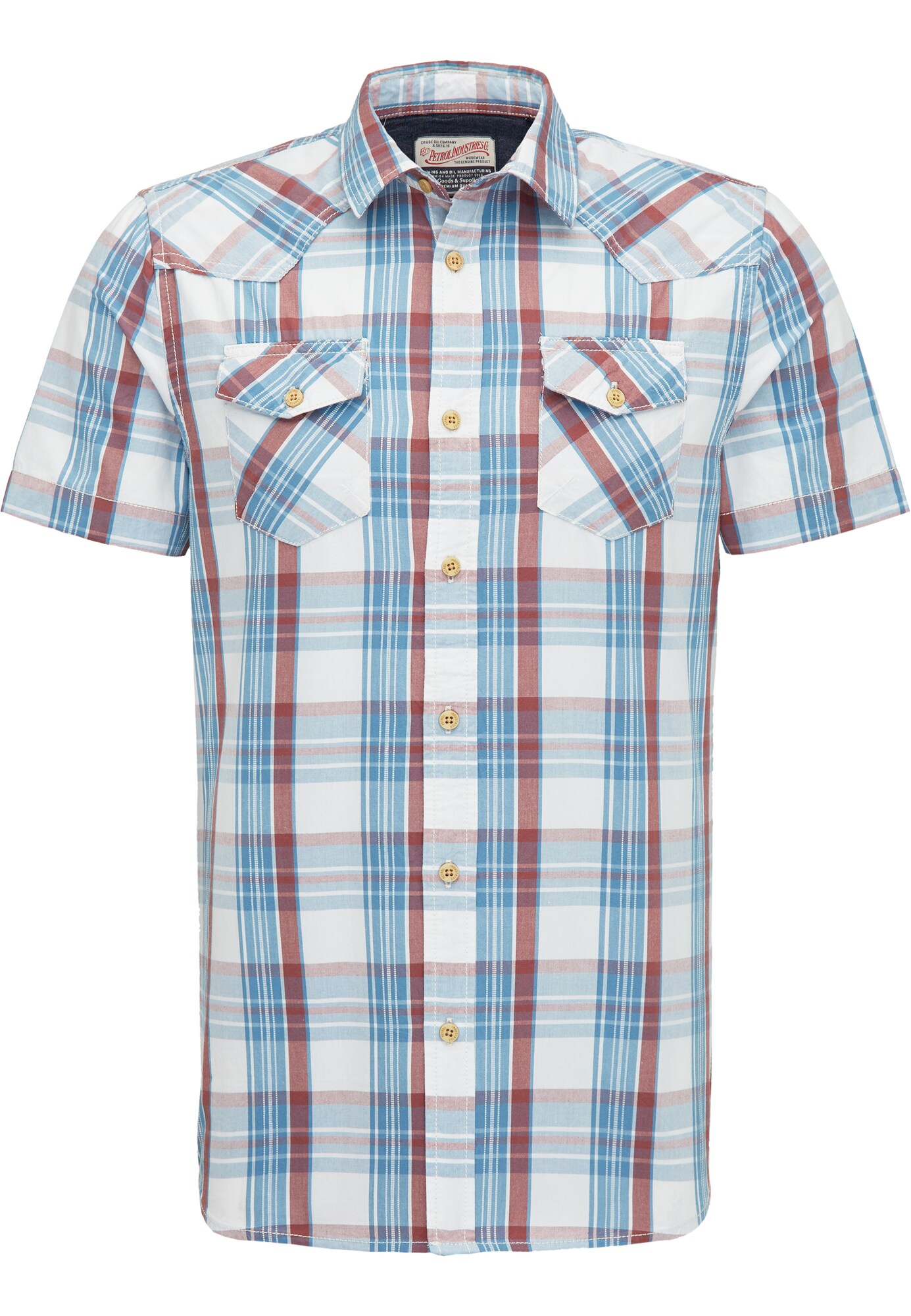 Petrol Industries Heren Overhemd Blauw Rood Wit petrol industries kopen in de aanbieding