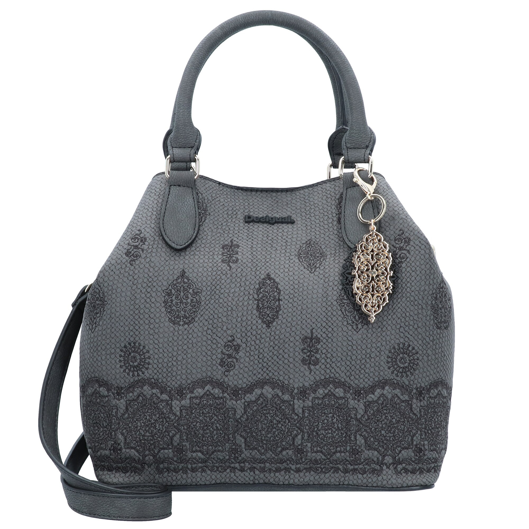 Desigual Dames Handtas Bols Paola Florida Basaltgrijs Zwart desigual kopen in de aanbieding