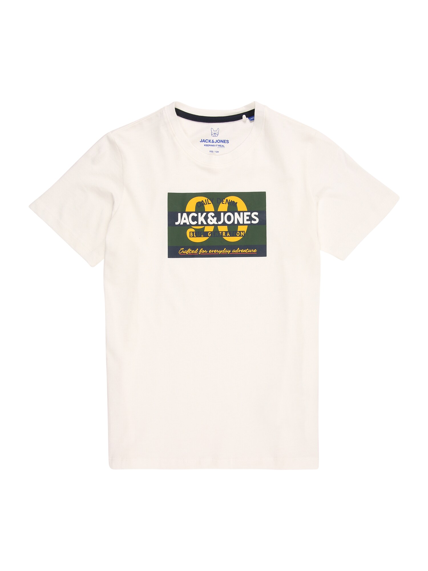 Jack & Jones Junior Marškinėliai 'ORTONNI'  geltona / natūrali balta / žolės žalia / tamsiai mėlyna