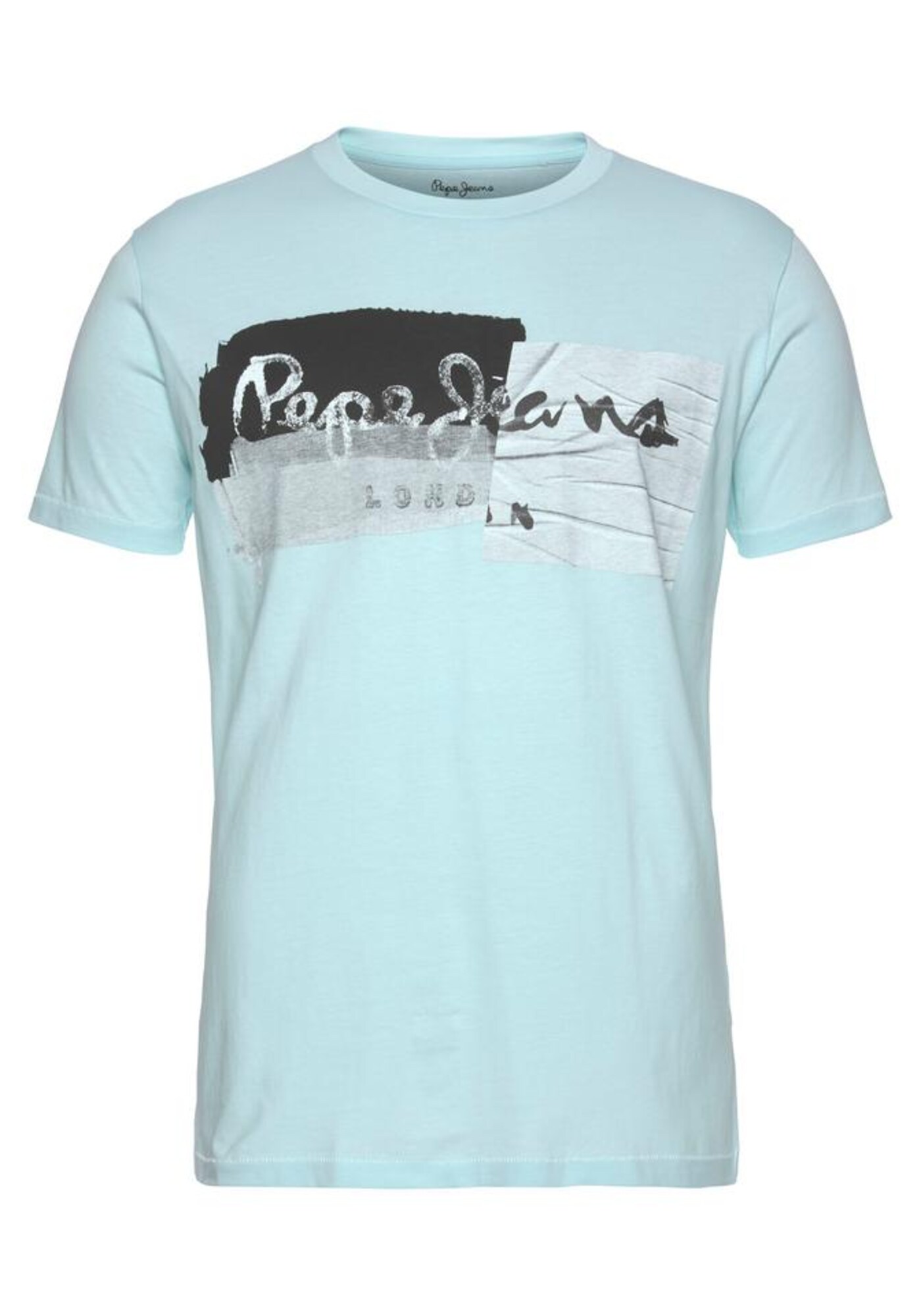 Pepe Jeans Marškinėliai 'Stepney'  šviesiai mėlyna / pilka / juoda