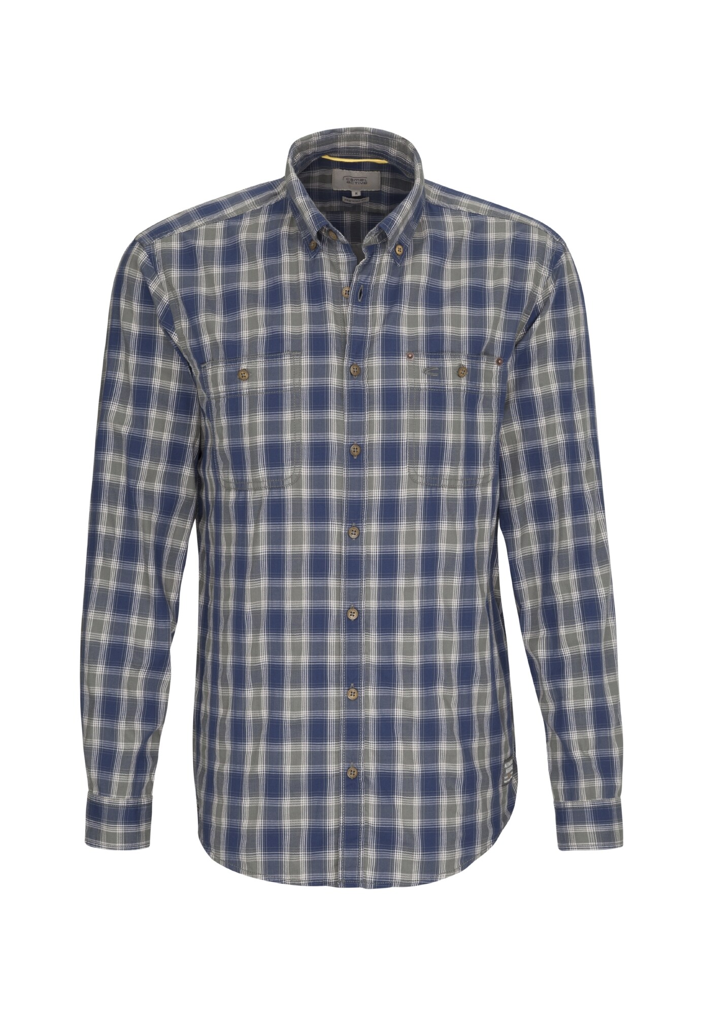 Camel Active Heren Overhemd Blauw Grijs Wit camel active kopen in de aanbieding