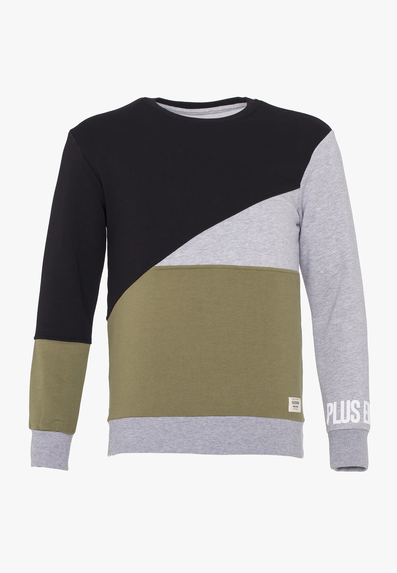 Plus Eighteen Heren Sweatshirt Grijs Kaki Zwart plus eighteen kopen in de aanbieding