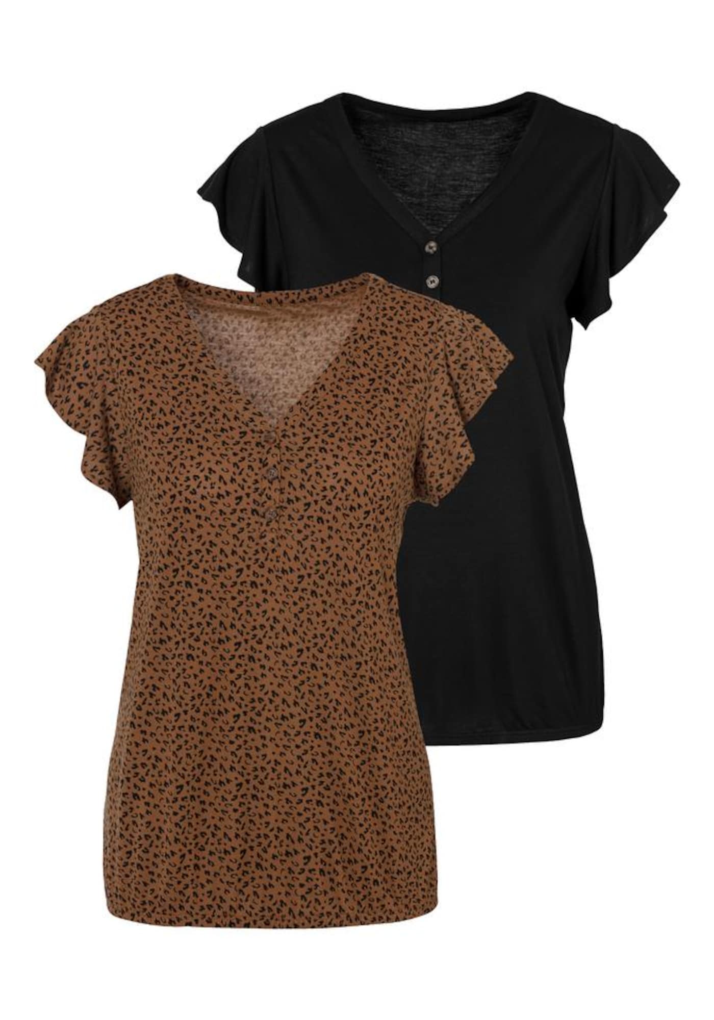 LASCANA Tricou  maro / negru