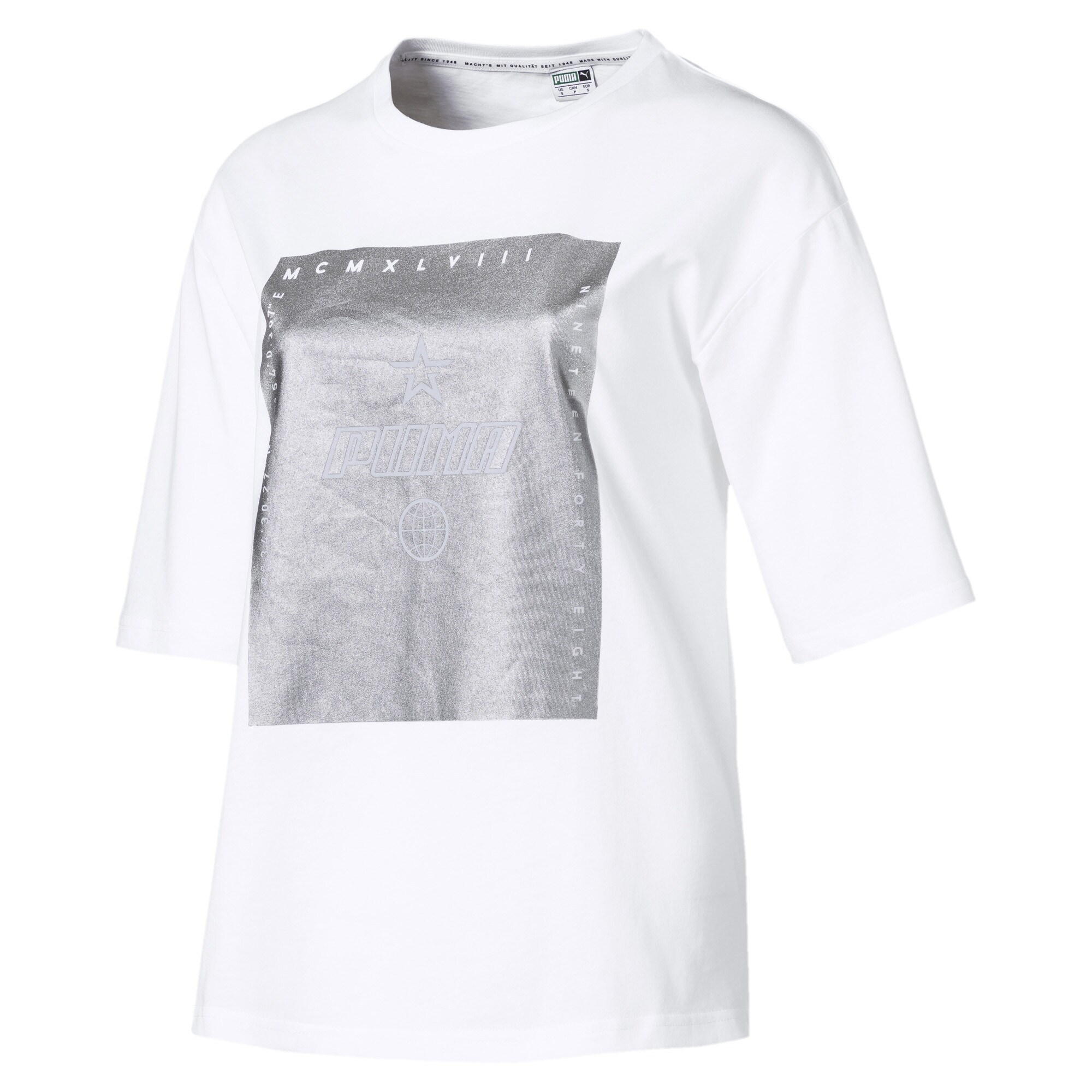 Puma Dames Functioneel Shirt Tz Zilver Wit puma kopen in de aanbieding