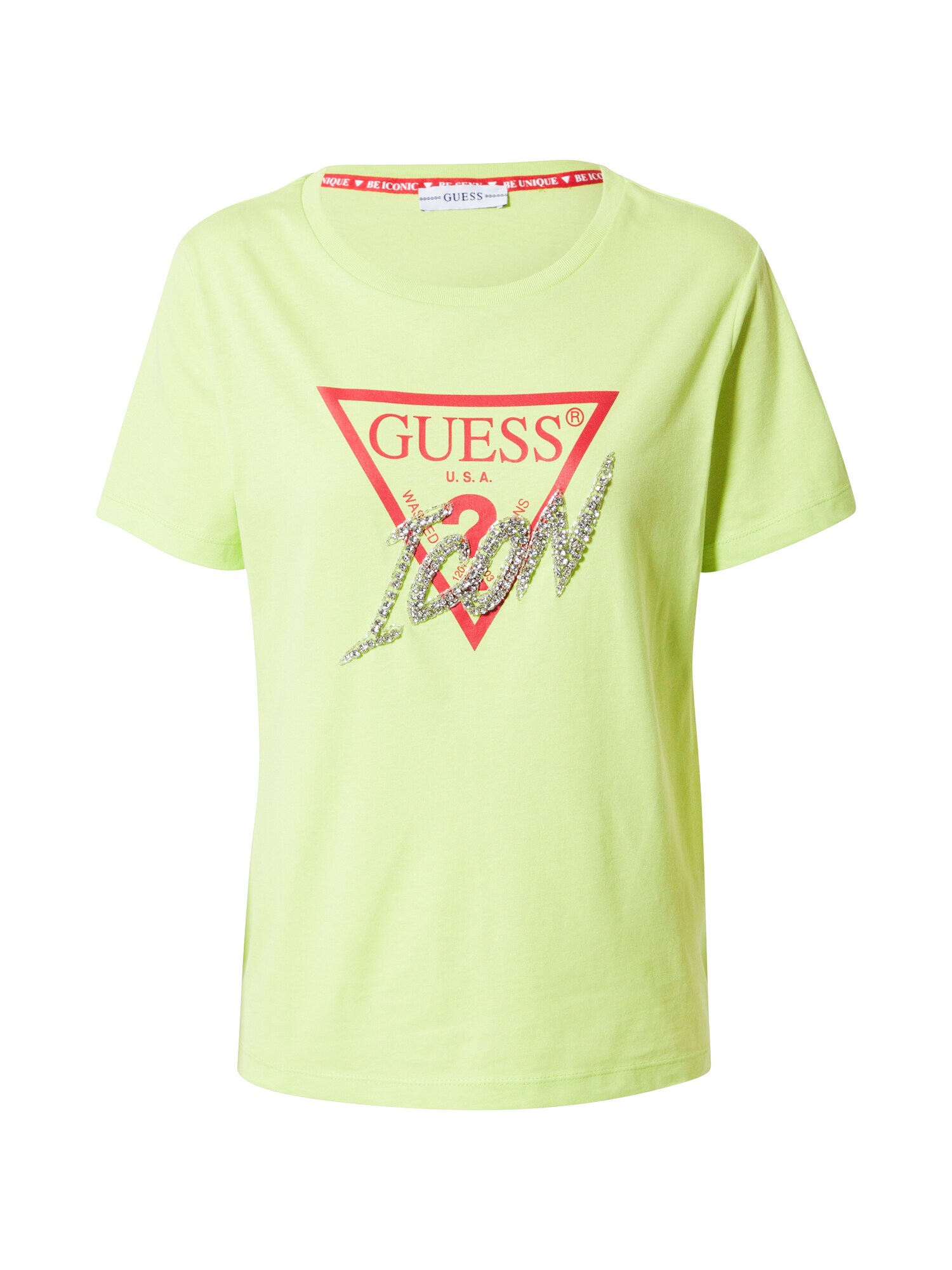 GUESS Marškinėliai  neoninė geltona / raudona