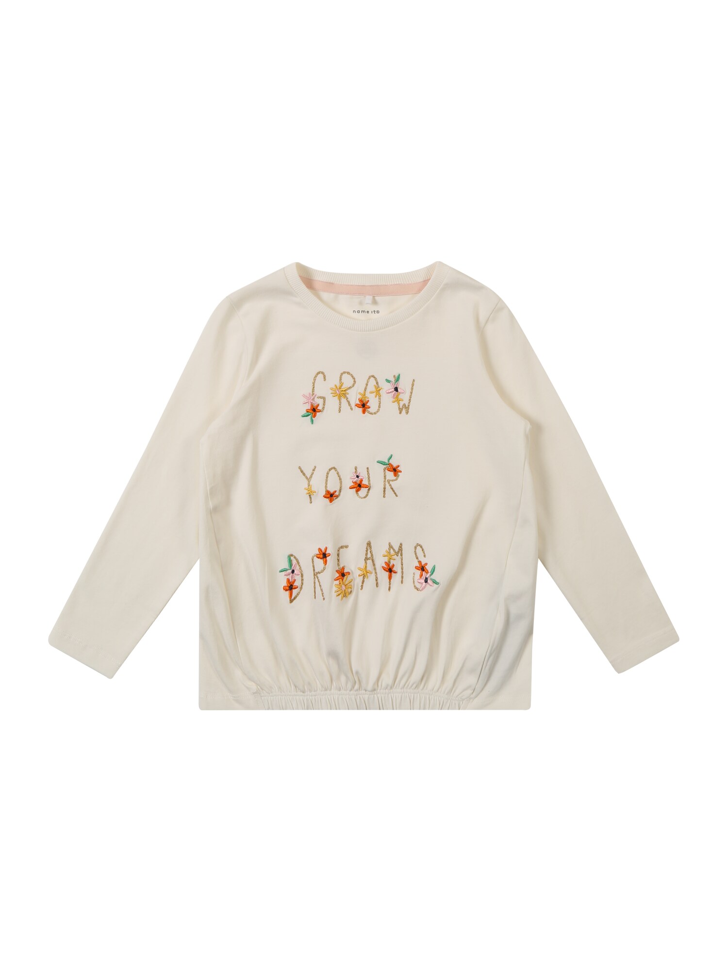 Name It Meisjes Shirt Nmfbacute Donkergeel Offwhite name it kopen in de aanbieding