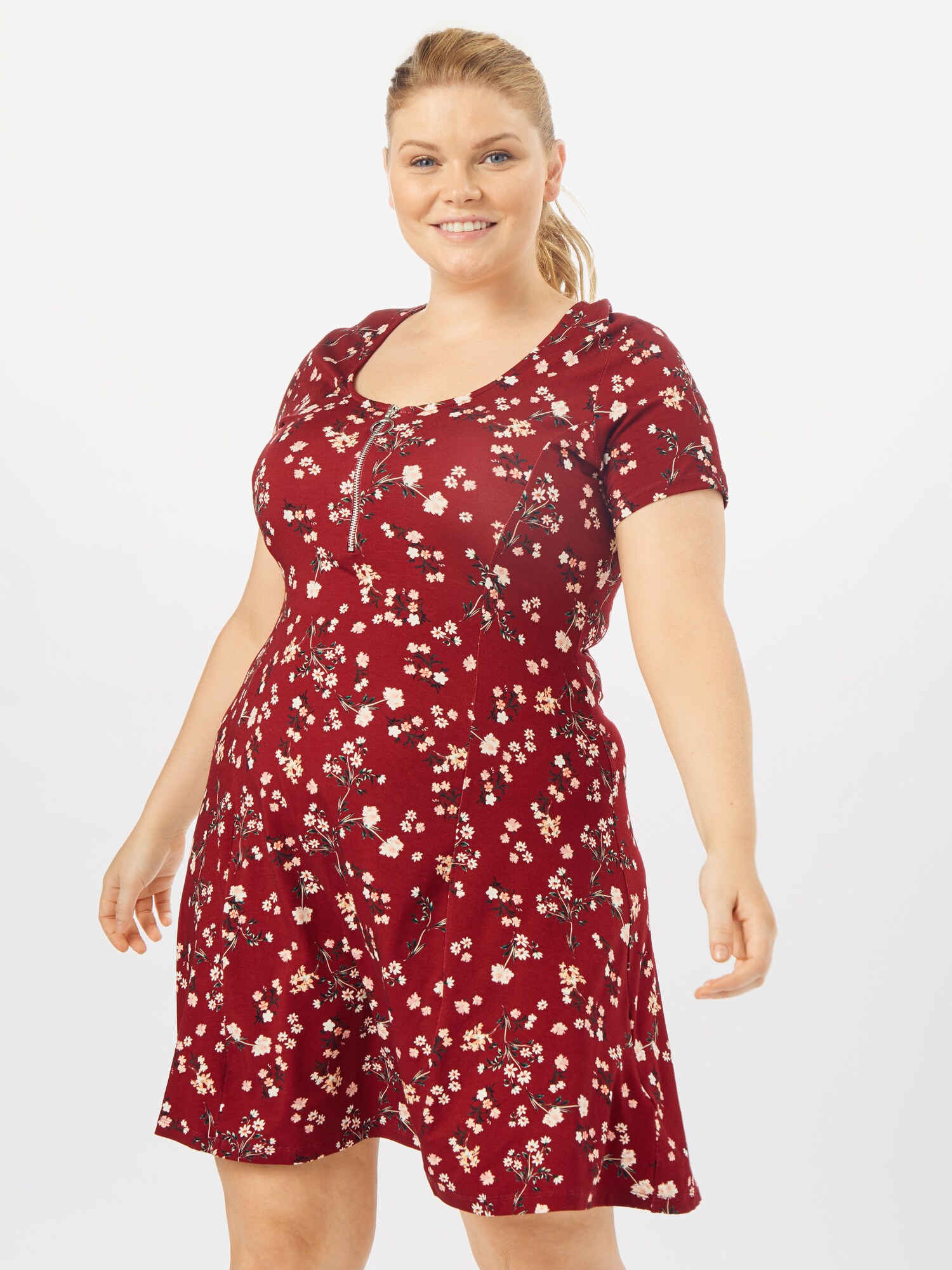 ABOUT YOU Curvy Vasarinė suknelė 'Ivana Dress'  vyšninė spalva / mišrios spalvos