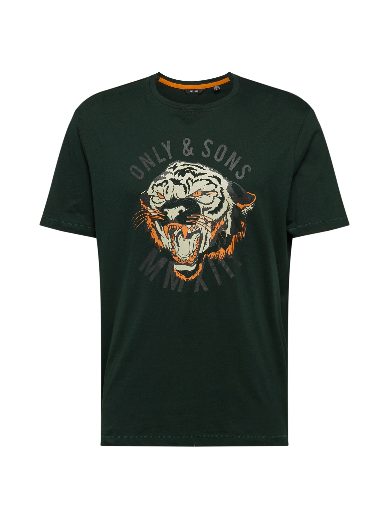 Only & Sons Marškinėliai 'MIKE'  tamsiai žalia / balta / oranžinė / juoda