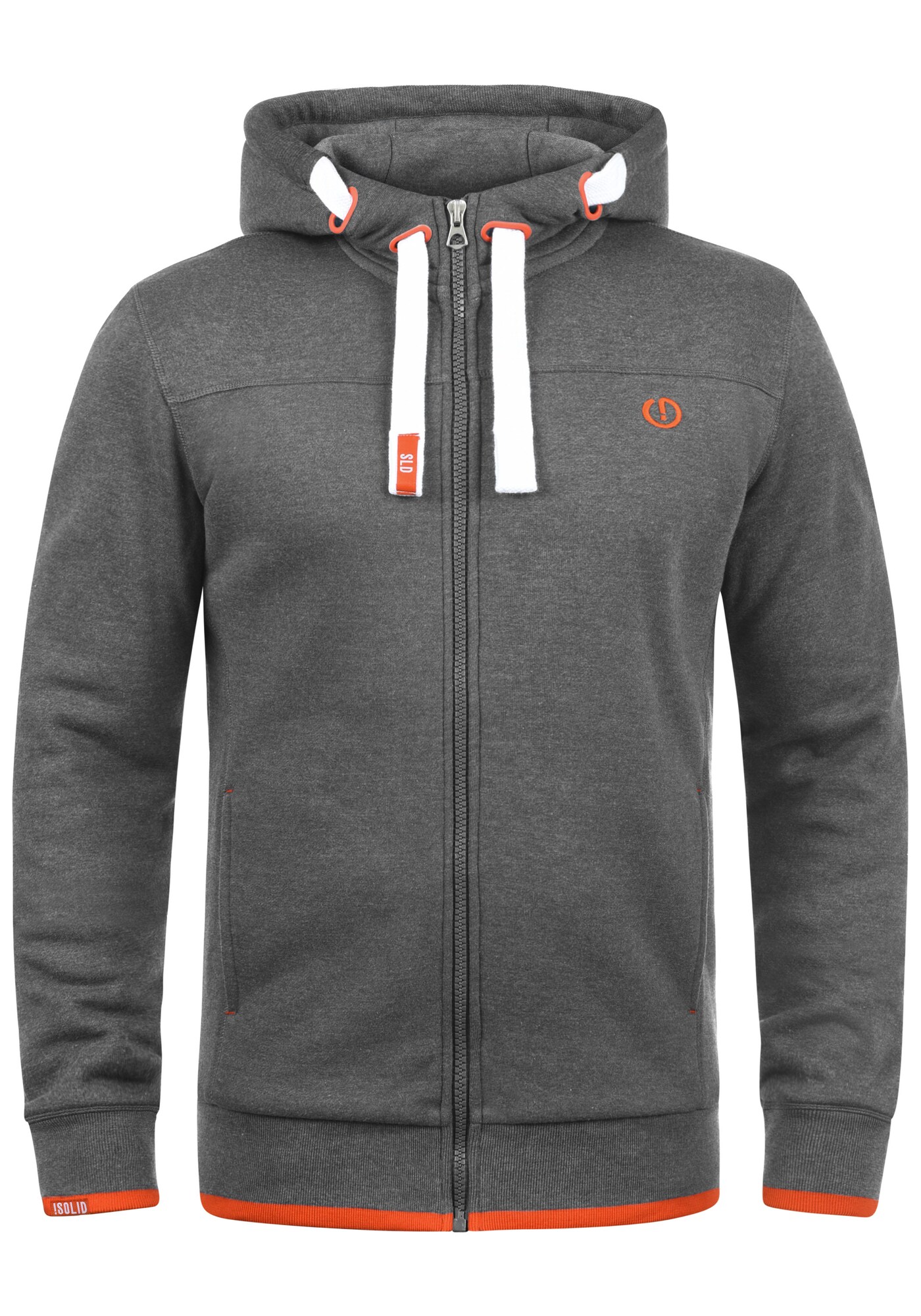 !Solid Sudadera con cremallera 'Benjamin'  gris / rojo / blanco