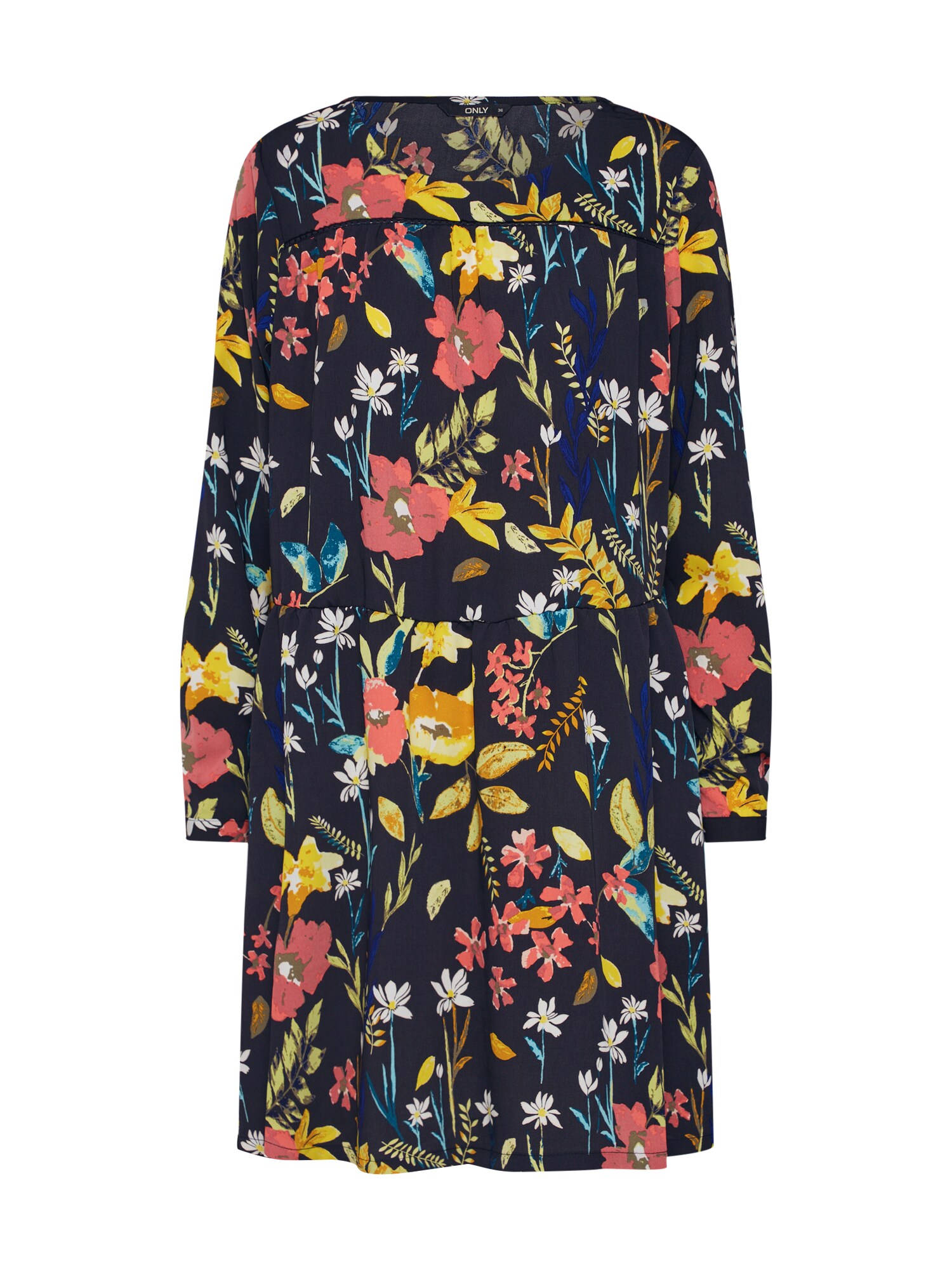 Only Dames Jurk Onlpenny Donkerblauw Geel Lichtrood only kopen in de aanbieding