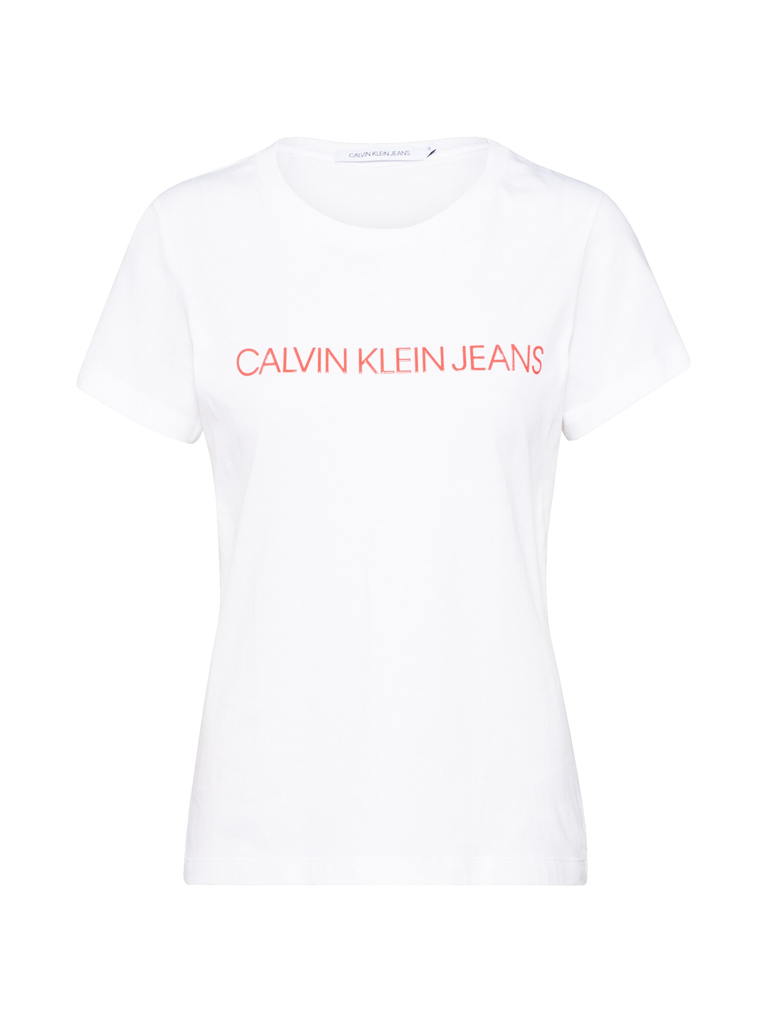 Calvin Klein Marškinėliai 'INSTITUTIONAL LOGO SLIM FIT TEE'  balta / raudona