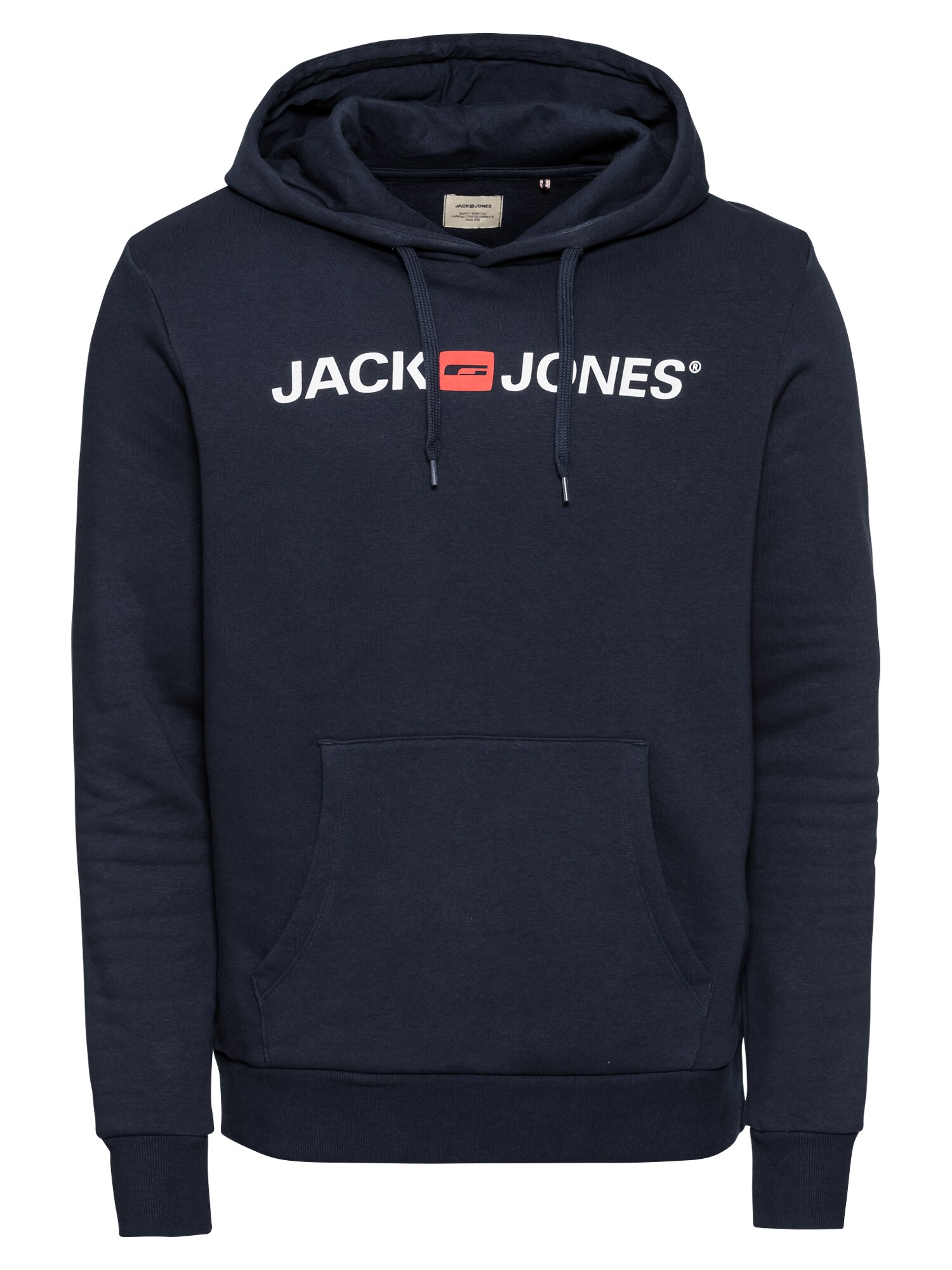 JACK & JONES Megztinis be užsegimo 'ECORP'  tamsiai mėlyna / balta