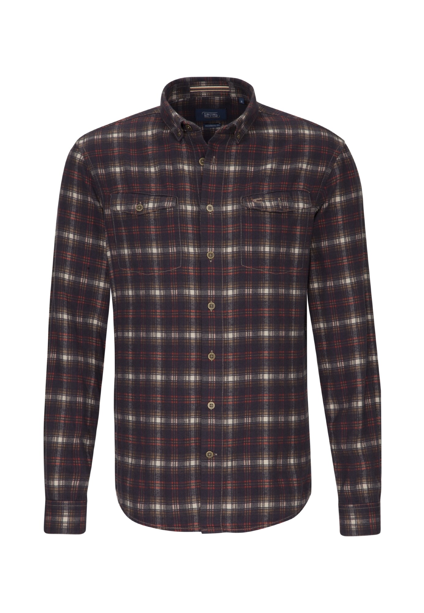 Camel Active Heren Overhemd Marine Grijs Roestrood camel active kopen in de aanbieding