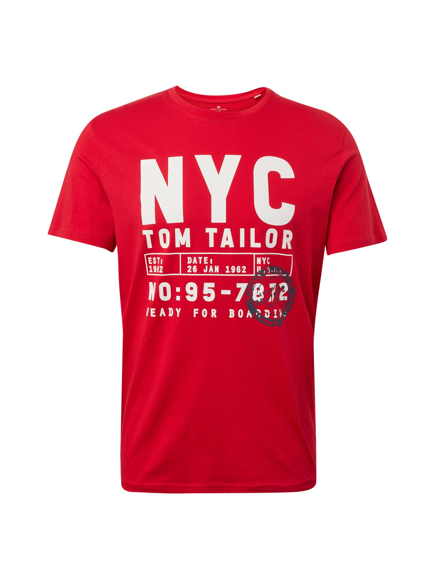 TOM TAILOR Tričko  antracitová / červená / biela