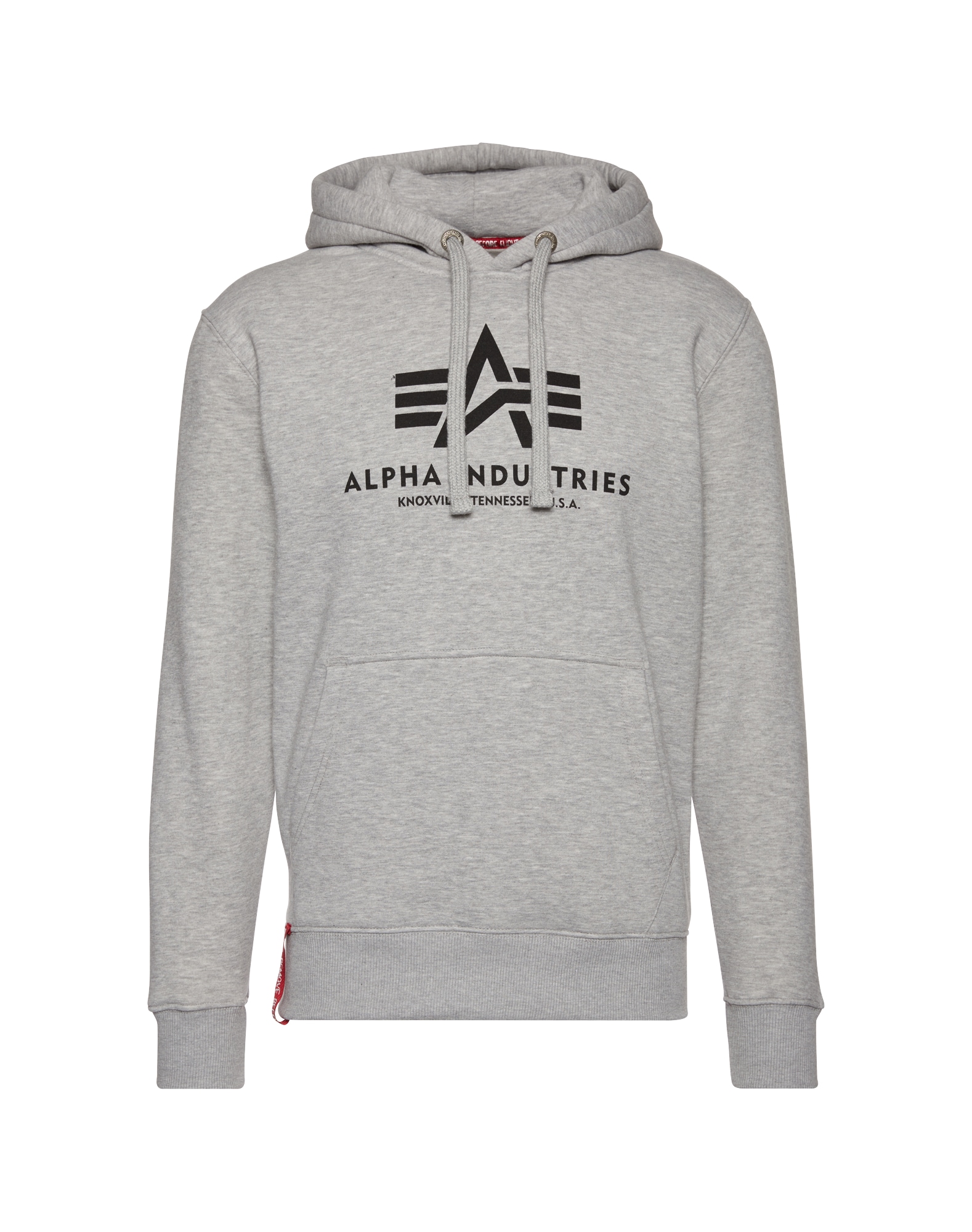 ALPHA INDUSTRIES Megztinis be užsegimo 'Basic'  margai pilka / juoda