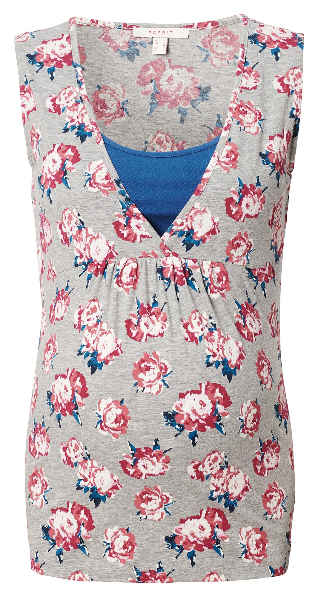 Esprit Maternity Dames Slaapshirt Blauw Grijs Gemeleerd Roestrood esprit maternity kopen in de aanbieding