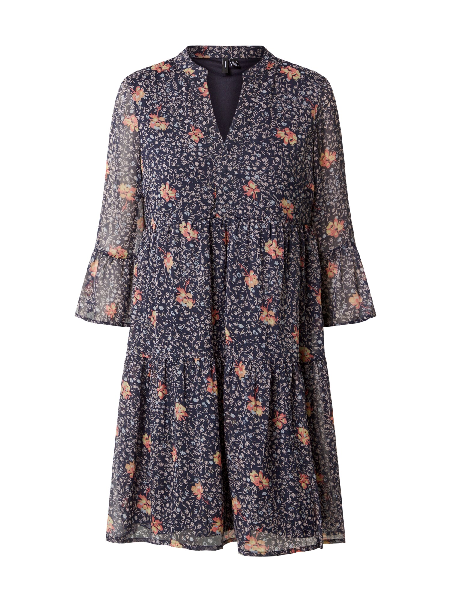 VERO MODA Suknelė 'KAY'  tamsiai mėlyna jūros spalva / rožinė / oranžinė / geltona / mėlyna dūmų spalva / oranžinė-raudona
