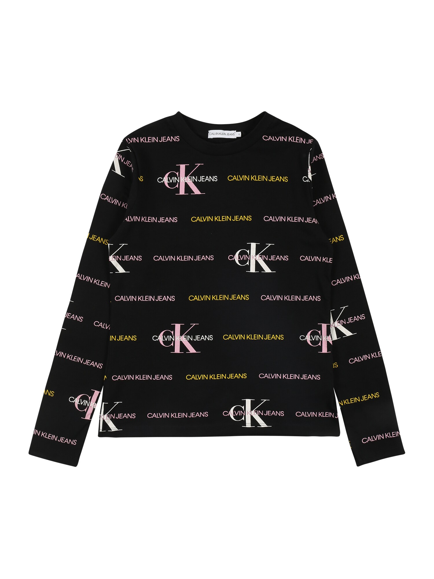 Calvin Klein Jeans Marškinėliai  juoda / geltona / šviesiai rožinė