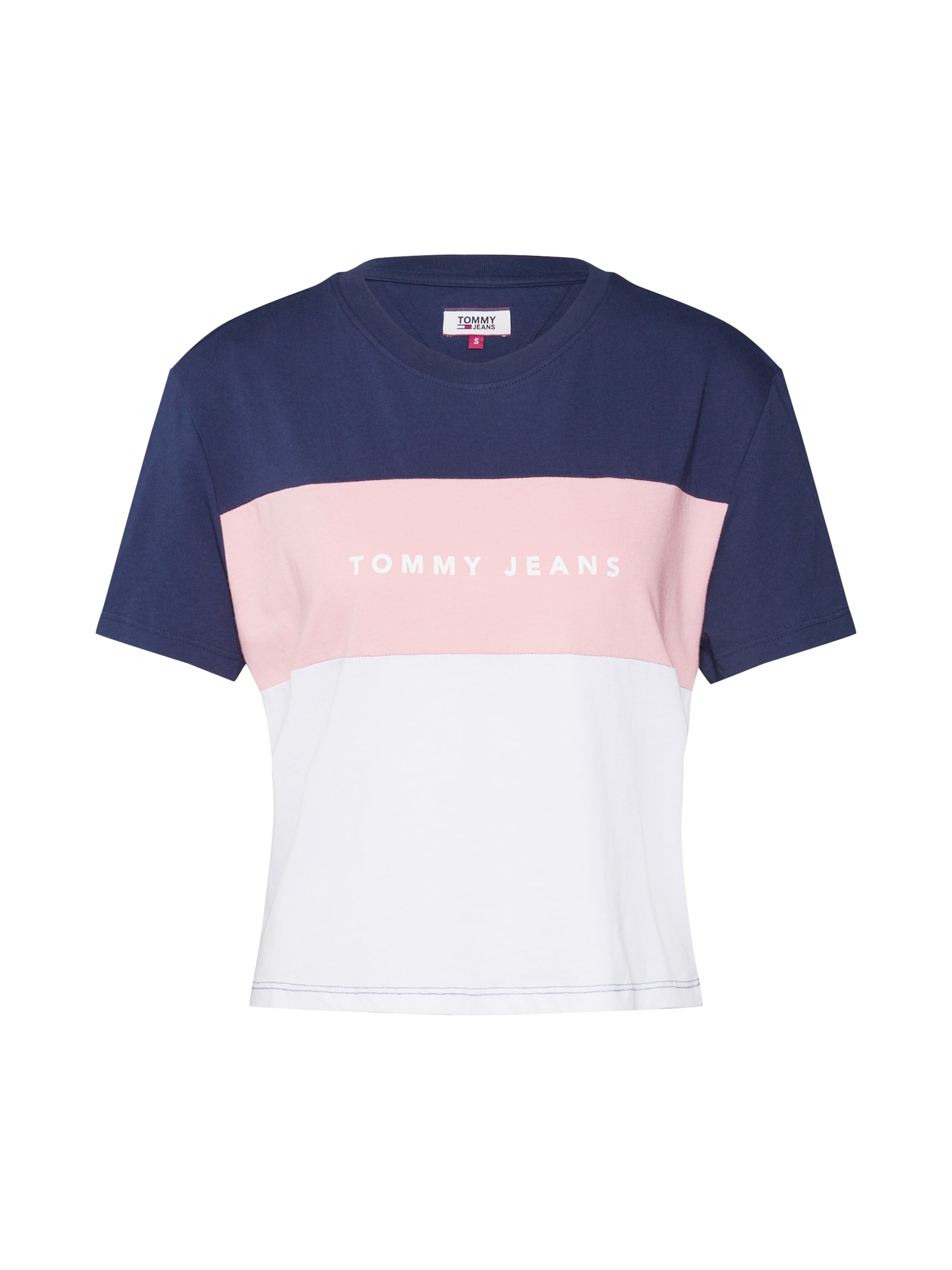 Tommy Jeans Marškinėliai  rožių spalva / balta / mėlyna