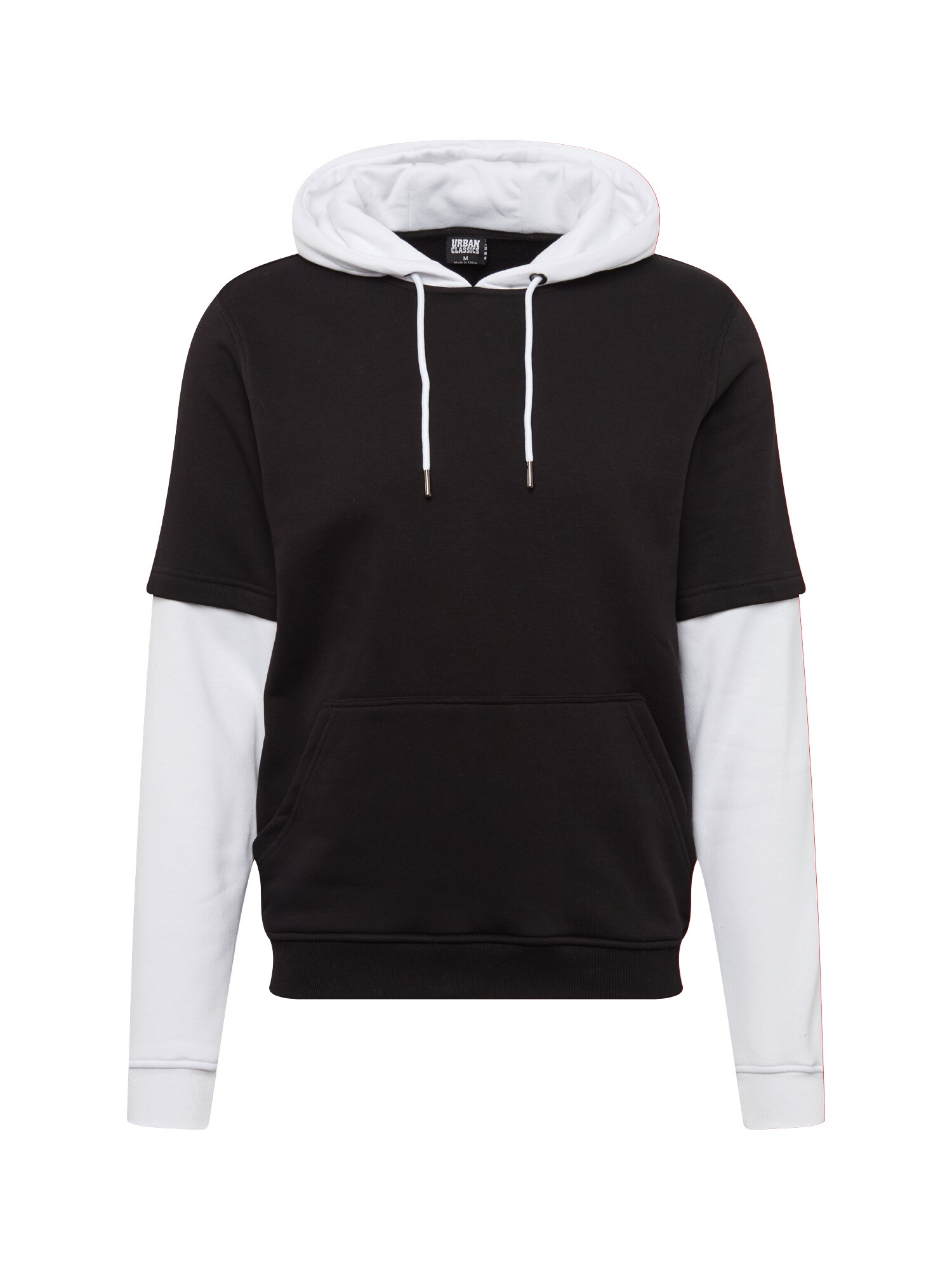 Urban Classics Megztinis be užsegimo 'Double Layer'  juoda / balta