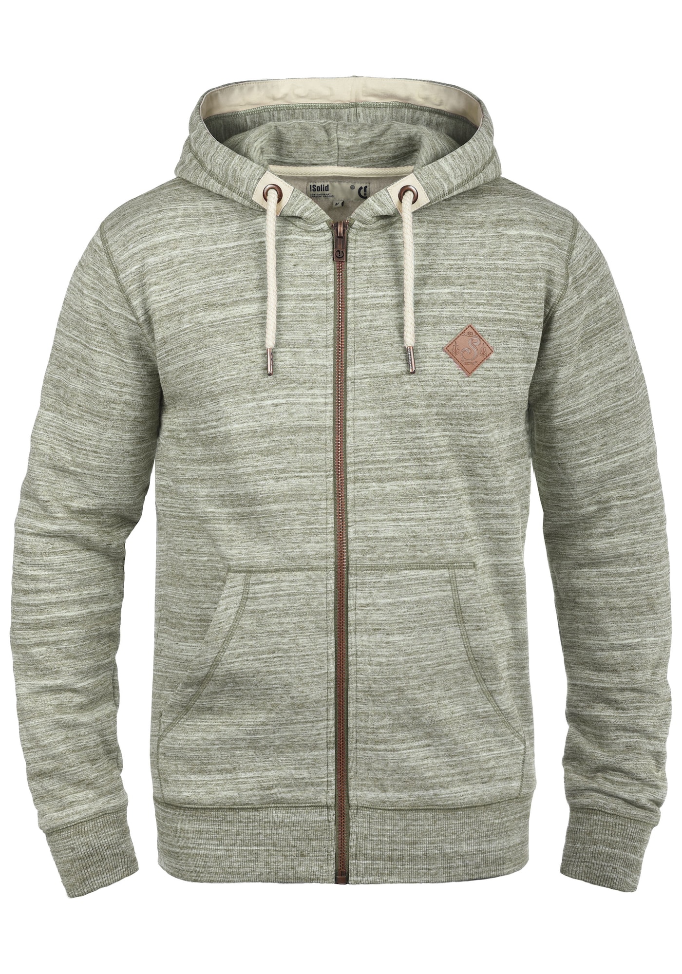 !Solid Sudadera con cremallera 'Craig'  verde moteado