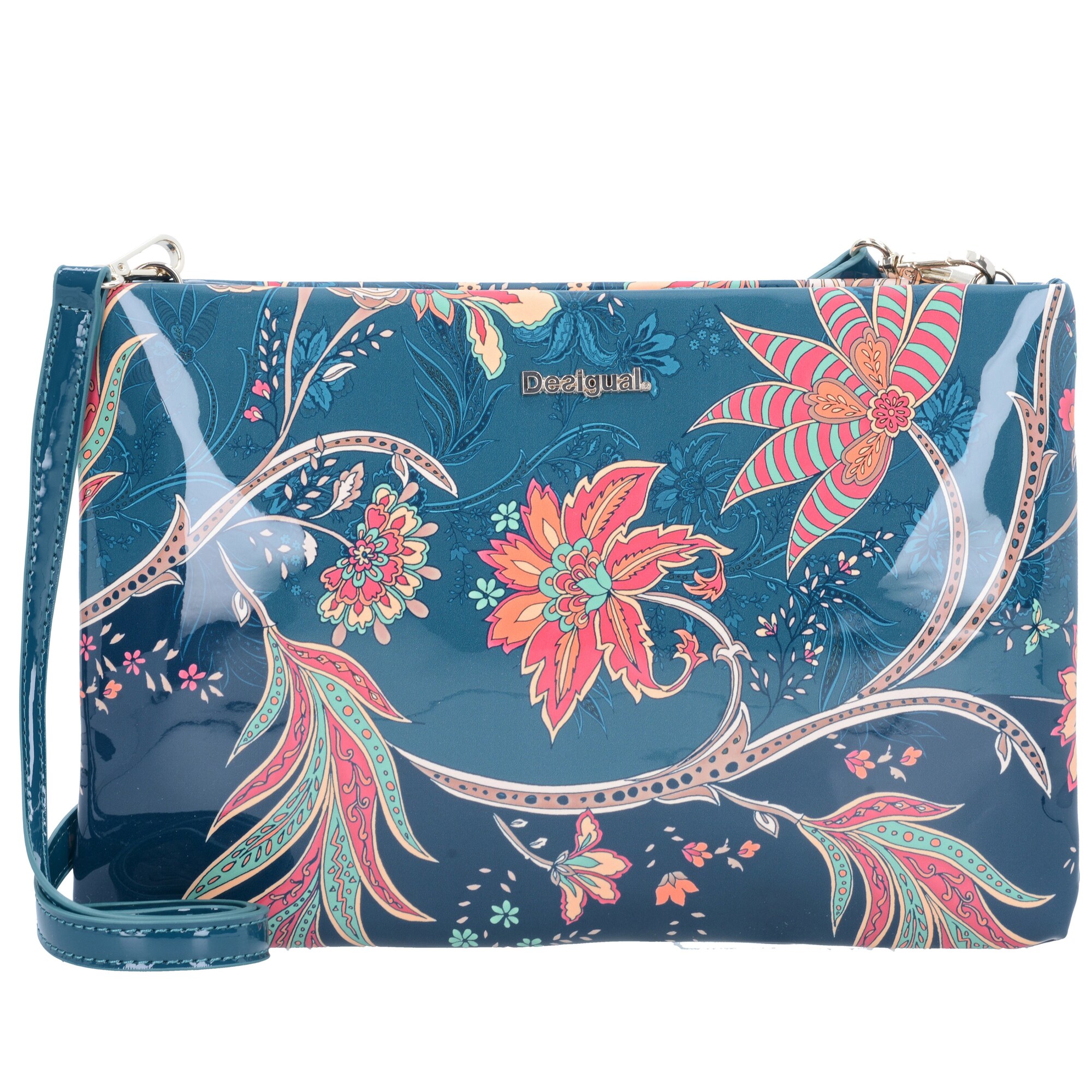 Desigual Dames Schoudertas Discovery Beige Aqua Petrol Rose Vuurrood desigual kopen in de aanbieding