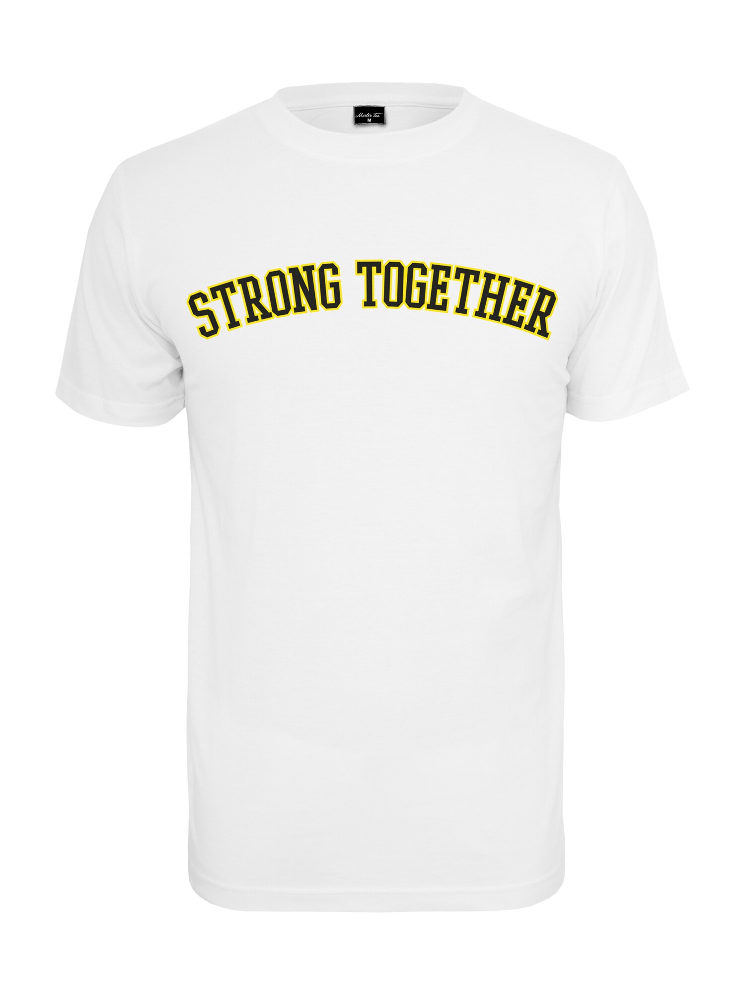 Mister Tee Marškinėliai 'Strong Together'  balta / juoda / neoninė geltona