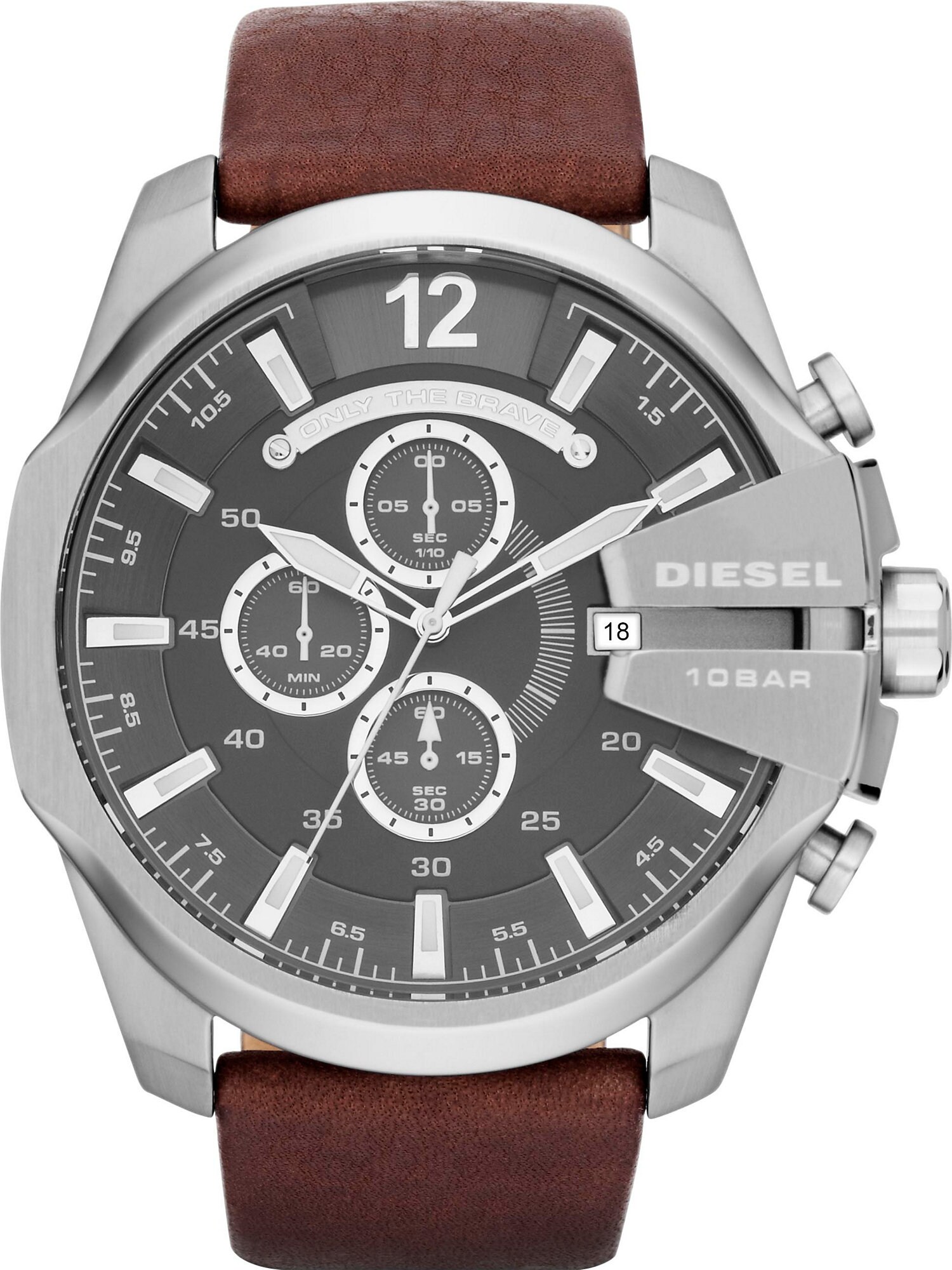 DIESEL Analoginis (įprastinio dizaino) laikrodis 'MEGA CHIEF'  tamsiai ruda / sidabrinė