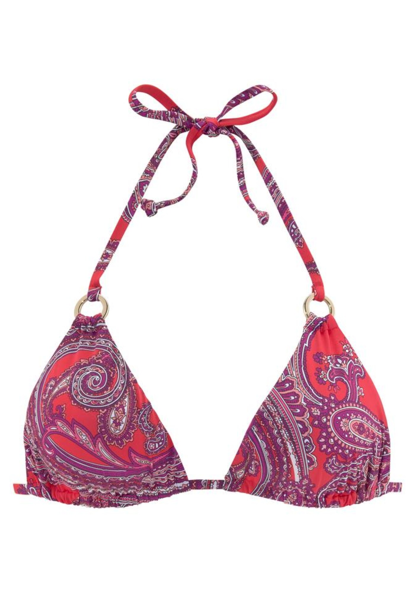 LASCANA Bikinio viršutinė dalis 'Boho'  raudona / uogų spalva / smėlio / balta