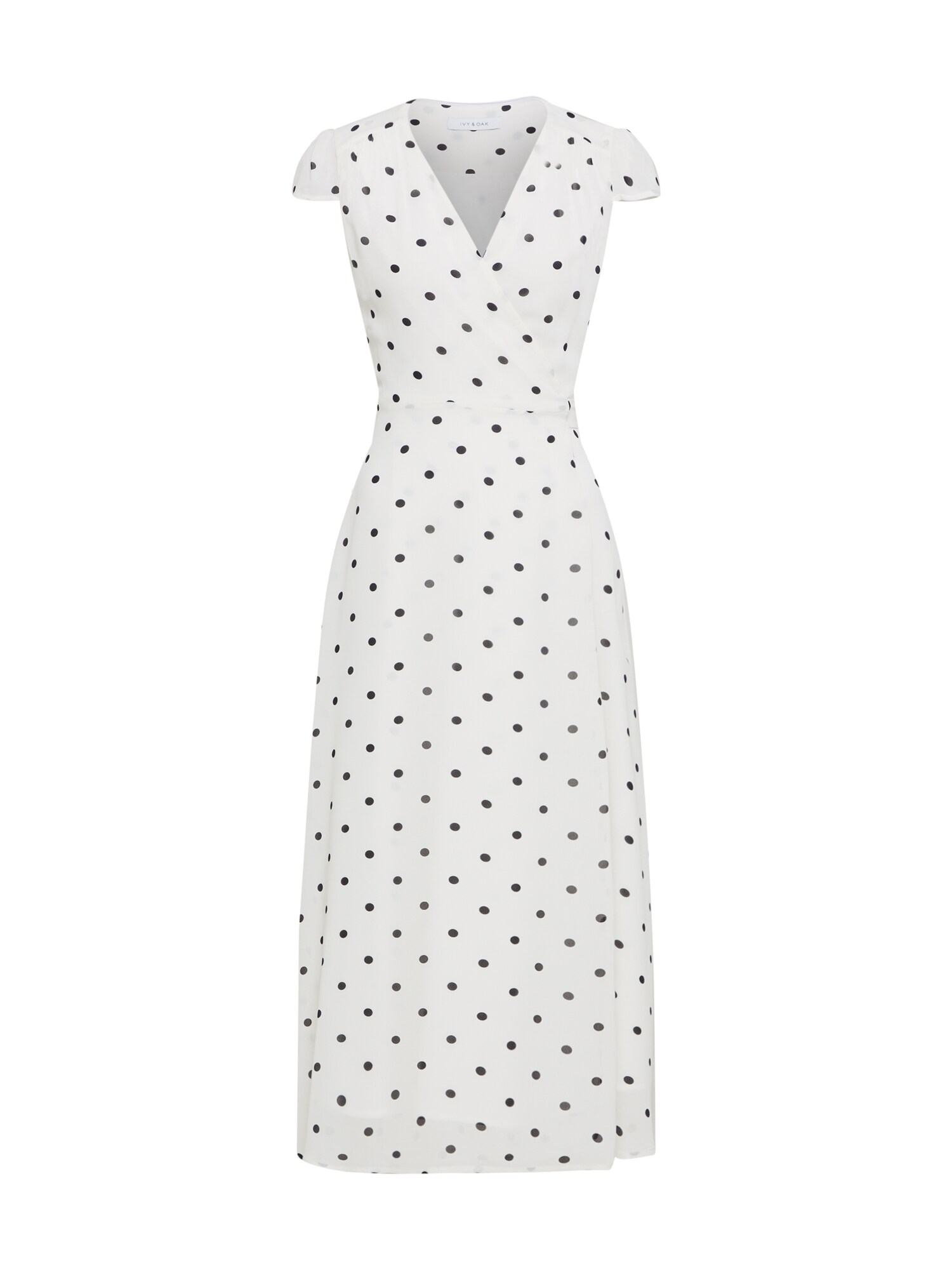 Ivy Oak Dames Cocktailjurk Wrap Dress Midi Zwart Wit ivy oak kopen in de aanbieding