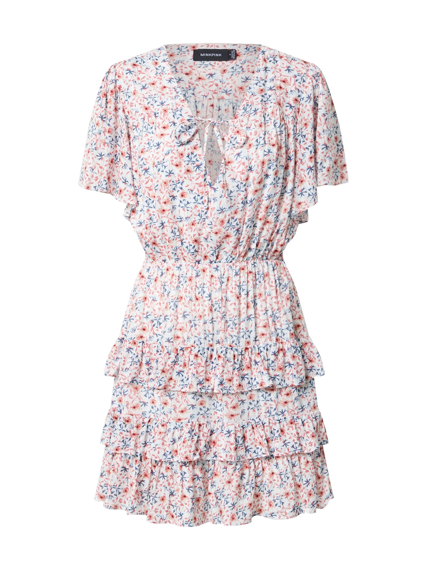 MINKPINK Vasarinė suknelė 'HEAT WAVE'  balta / rožinė / tamsiai mėlyna